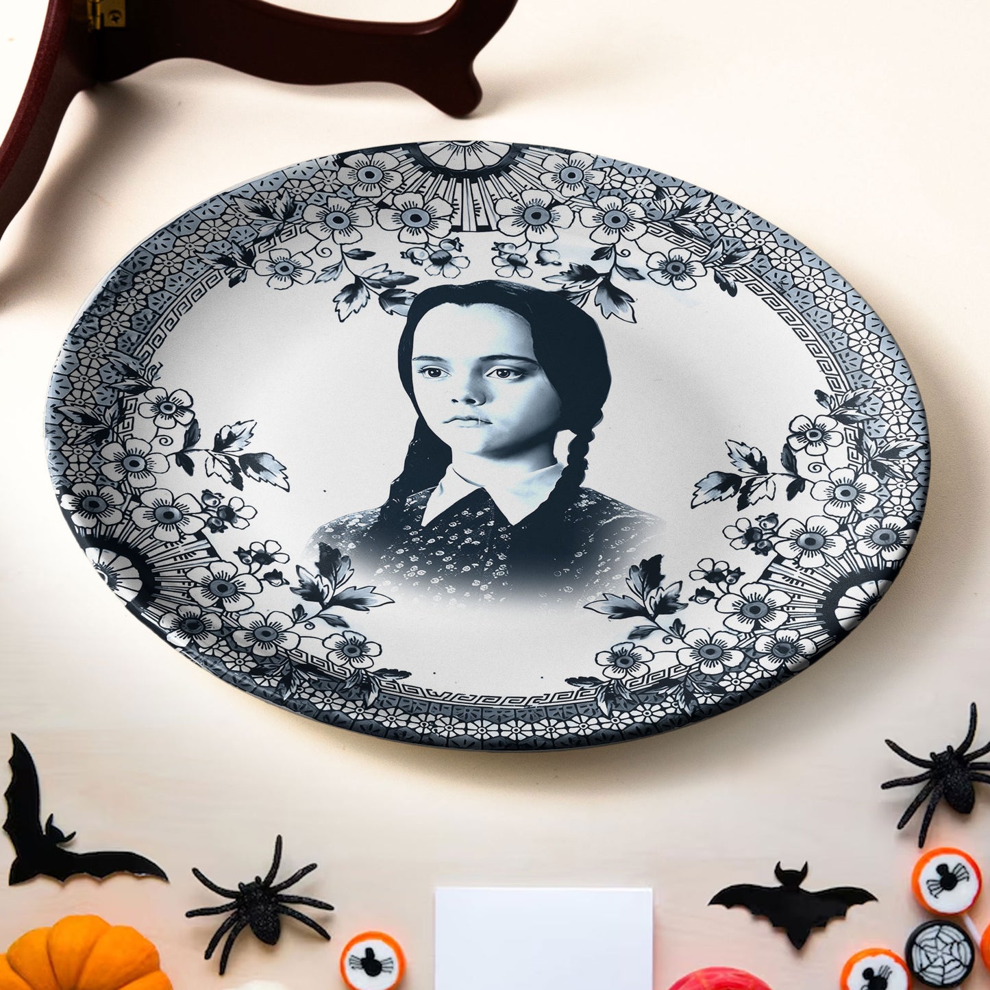 Vintage Horror Ceramic Plate – Wednesday Addams