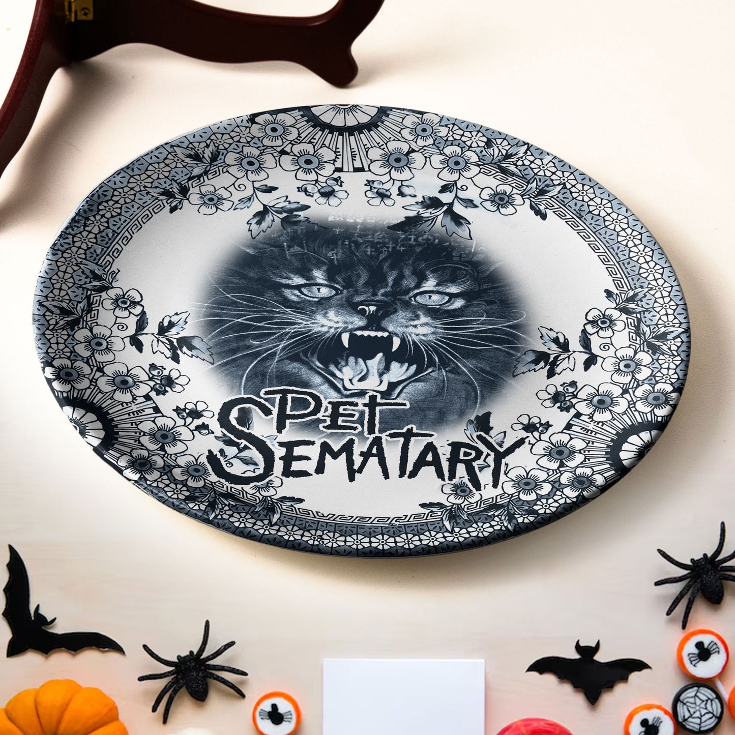Pet Sematary Ceramic Plate – Horror Cat Gothic Decorative Dish