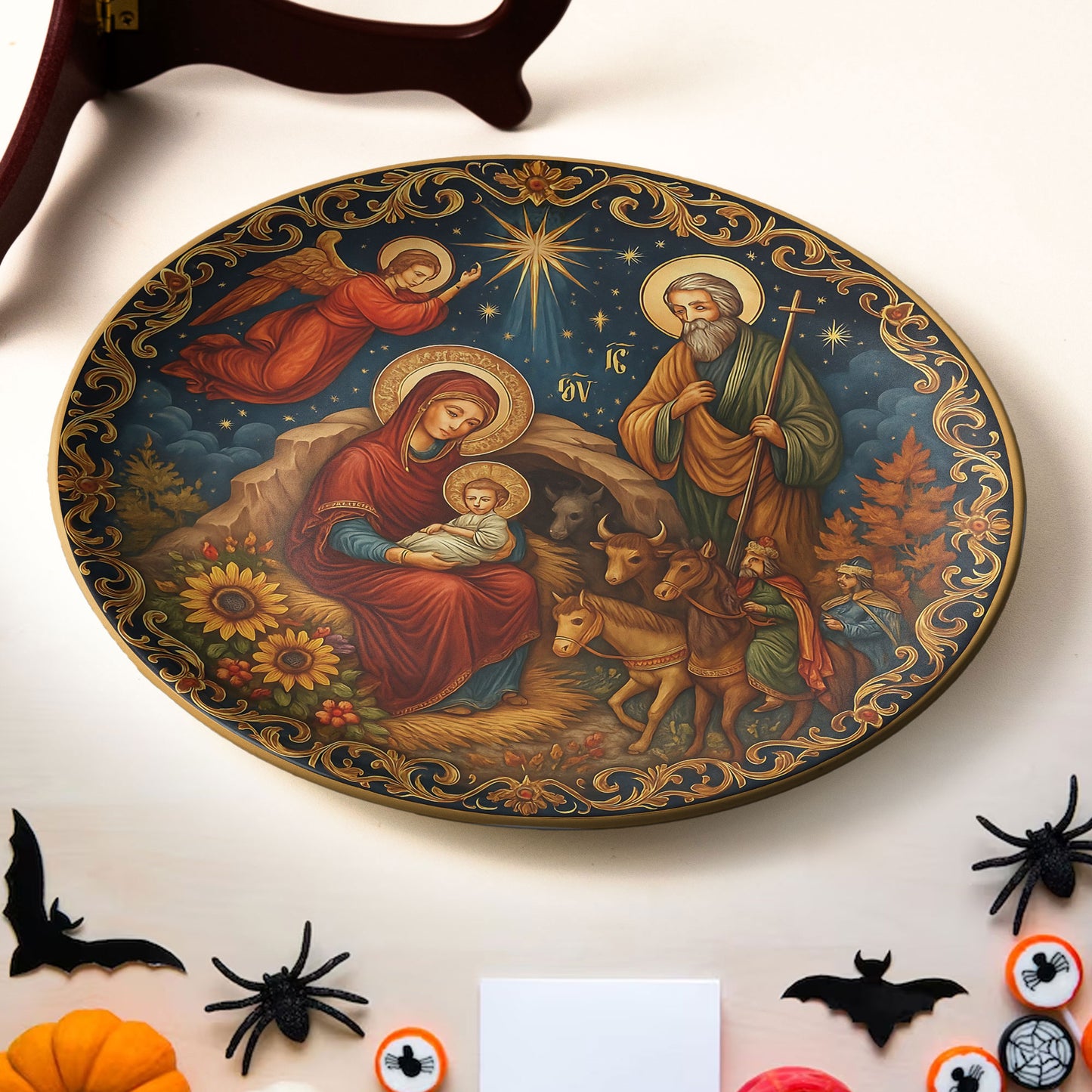 Holy Family Nativity Icon Decorative Ceramic Plate ✨