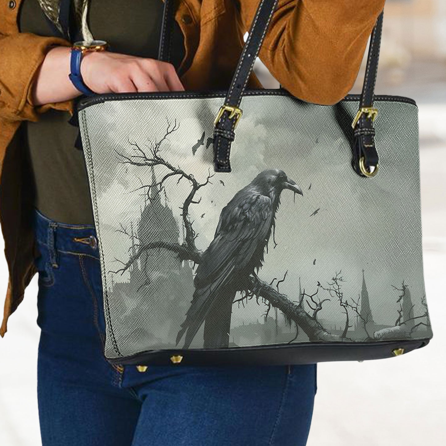 The Raven Gothic Leather Handbag & Wallet Set – Dark Literature Inspired