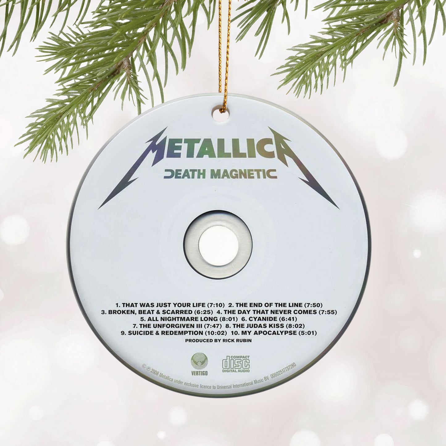 Death Magnetic Metallica CD Design Ceramic Ornament – Rock Music Christmas Tree Decoration