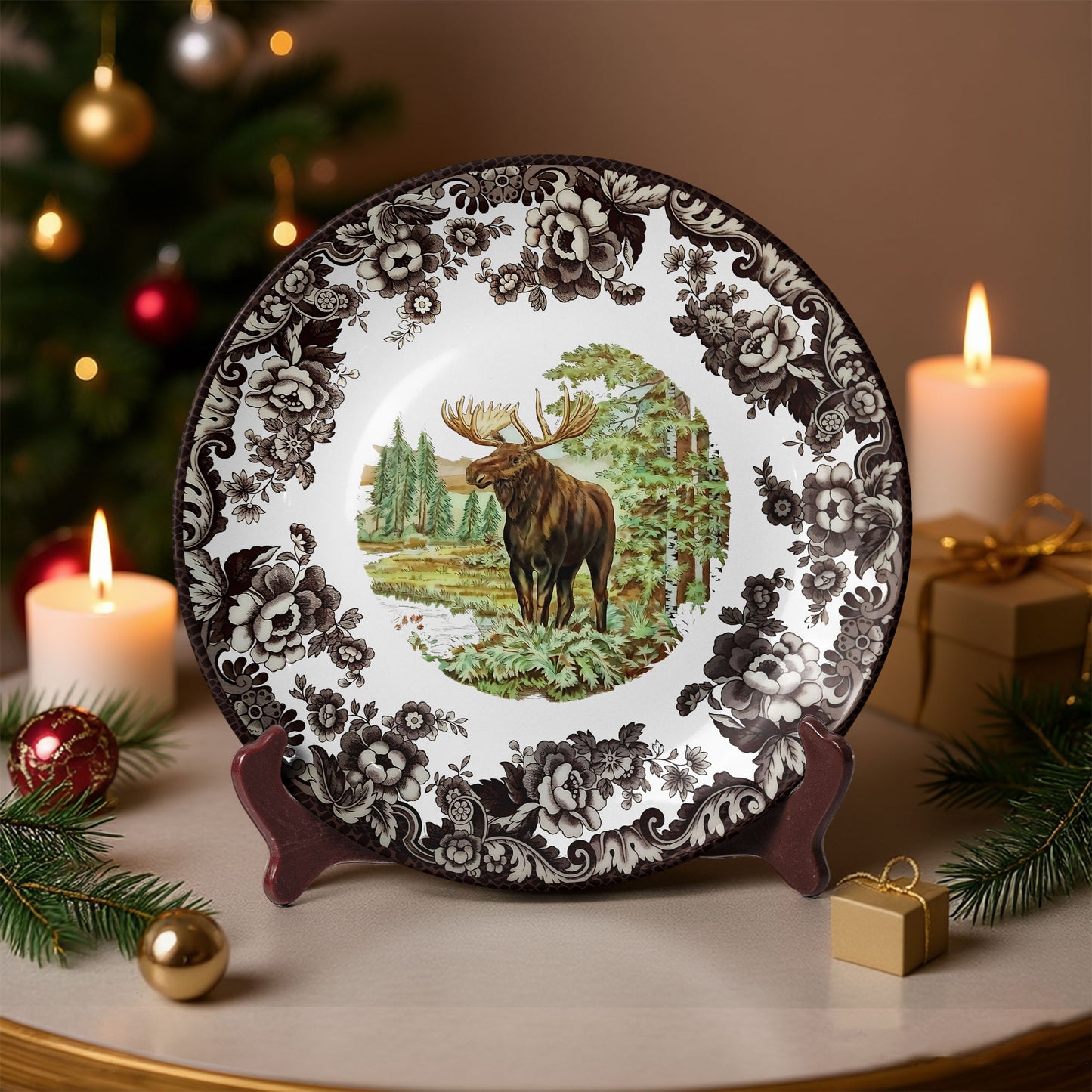 Moose in Forest Decorative Plate