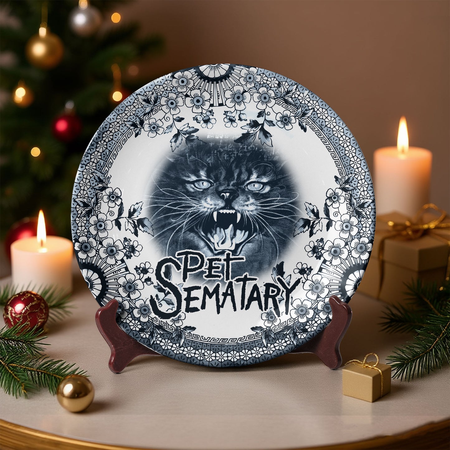 Pet Sematary Ceramic Plate – Horror Cat Gothic Decorative Dish