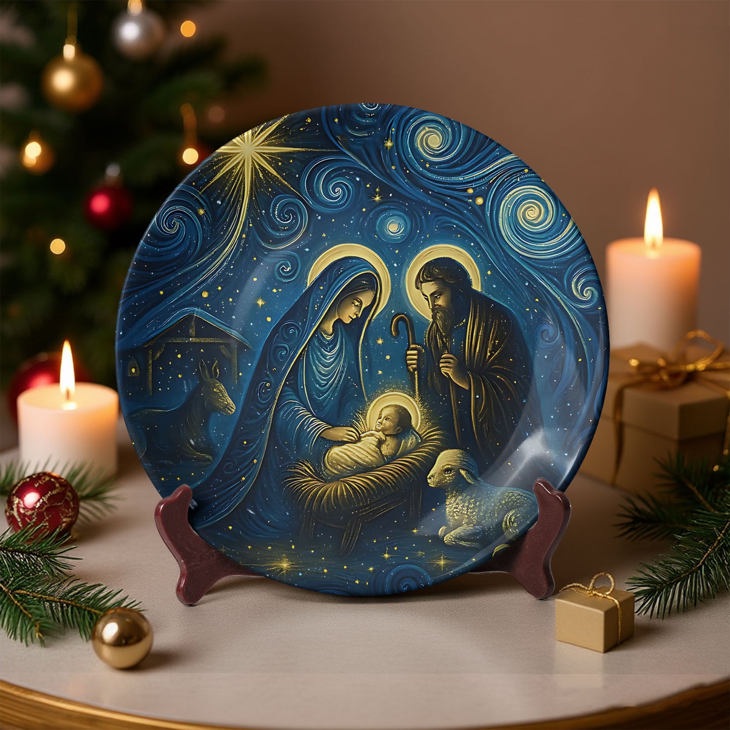 Holy Night Nativity “Starry Sky” Christmas Ceramic Plate