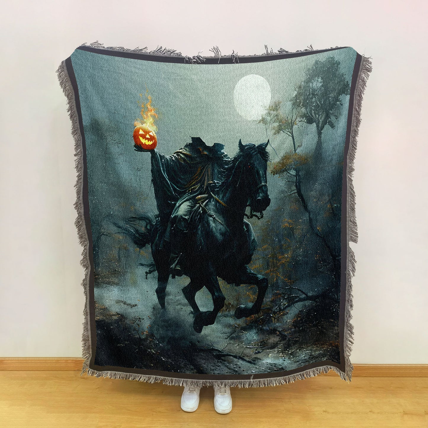 Headless Horseman Gothic Halloween Woven Blanket
