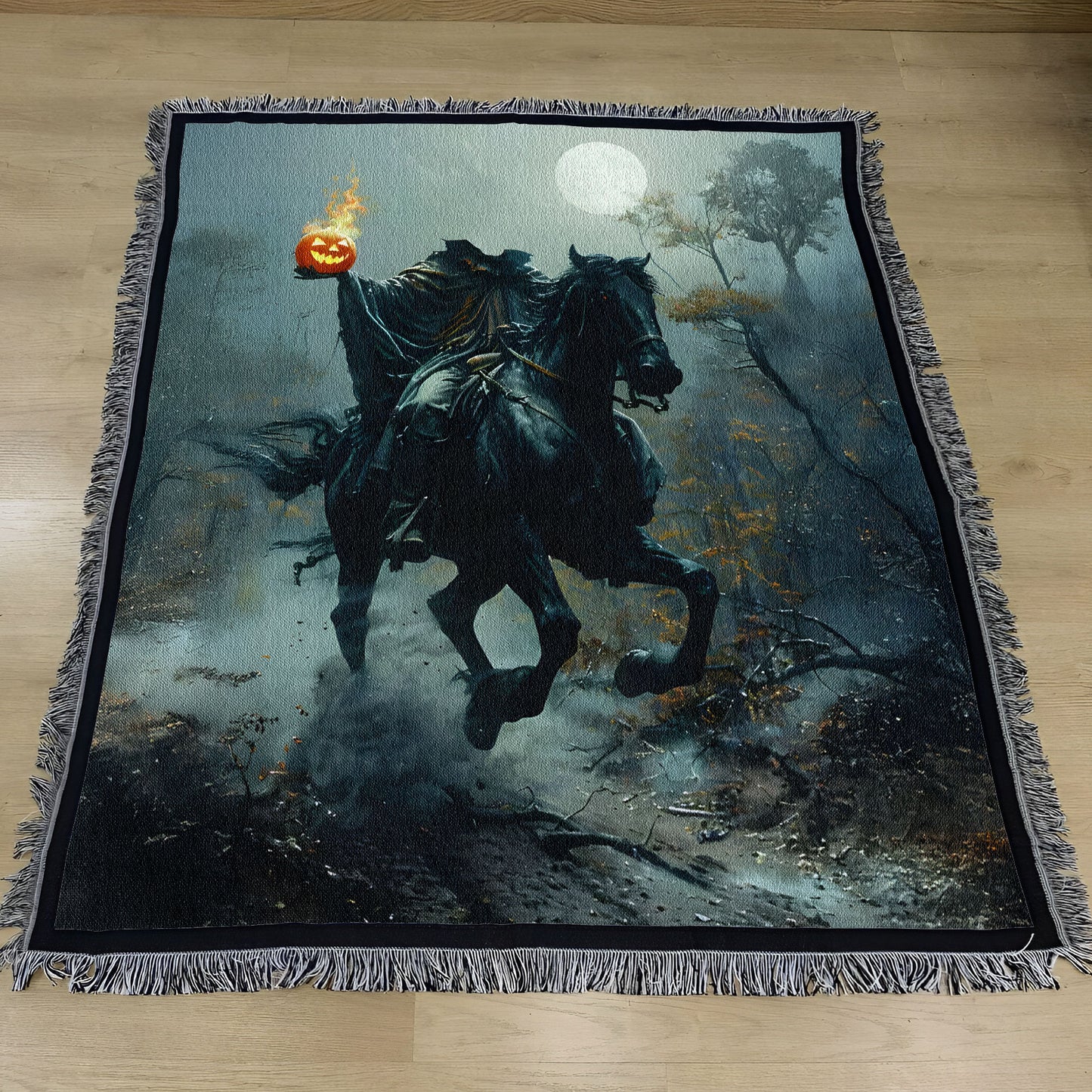 Headless Horseman Gothic Halloween Woven Blanket