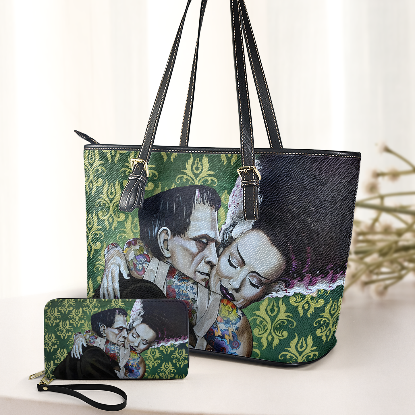 Gothic Romance Leather Handbag – Frankenstein & Bride