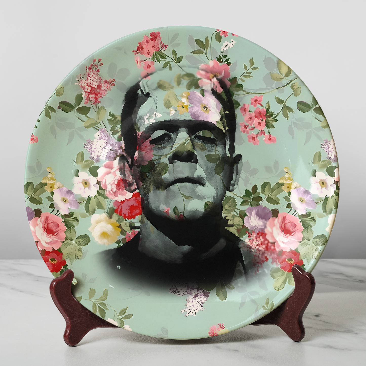 Frankenstein Floral Art Ceramic Plate