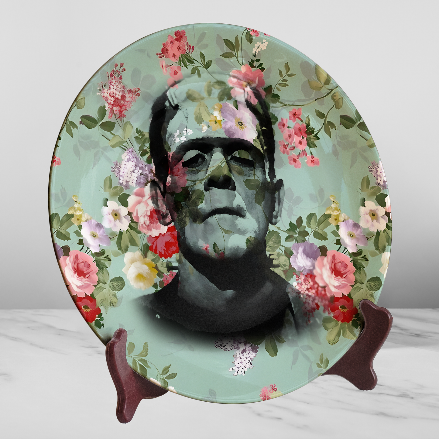 Frankenstein Floral Art Ceramic Plate