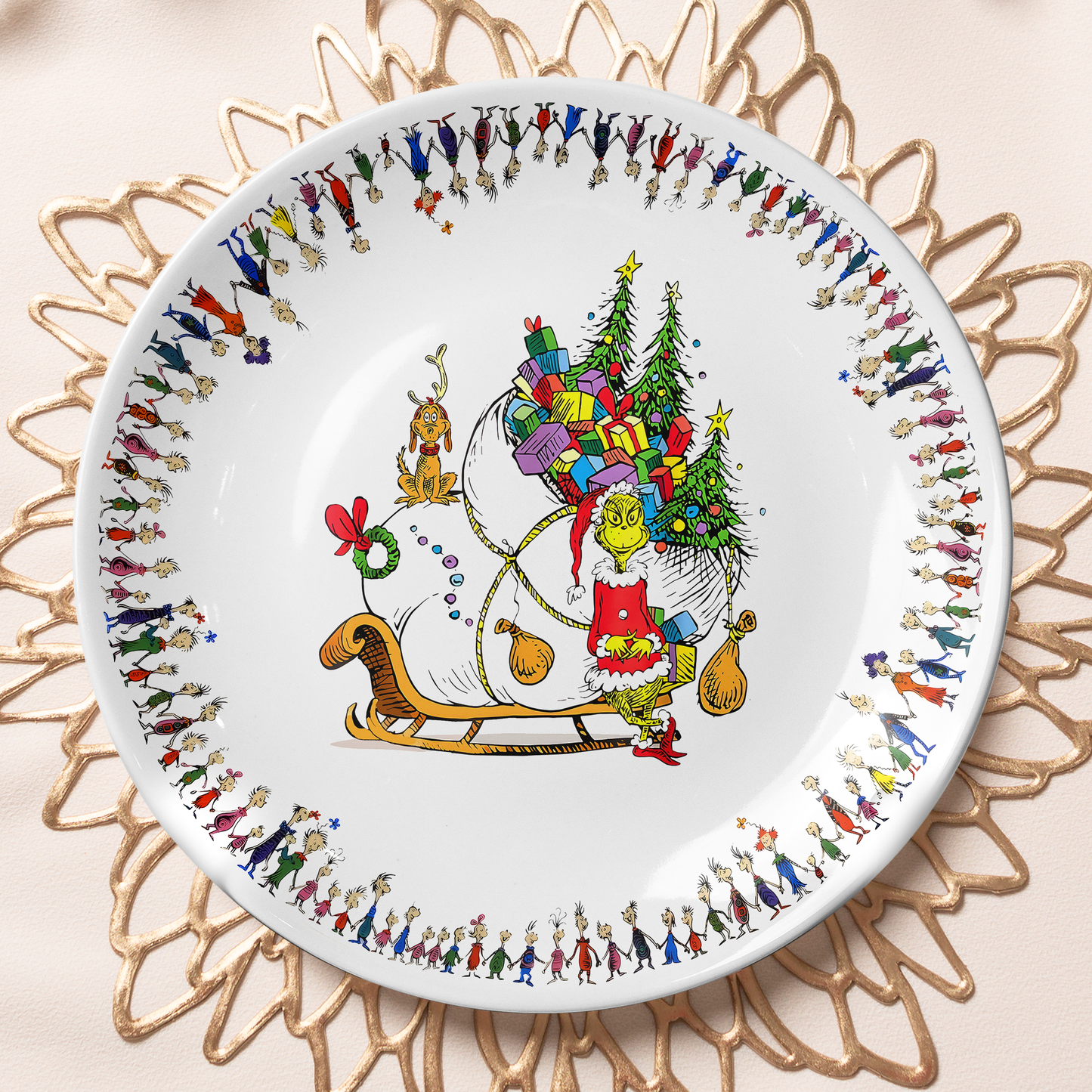 The Grinch Christmas Ceramic Plate – Festive Holiday Dinnerware for Whoville Fans