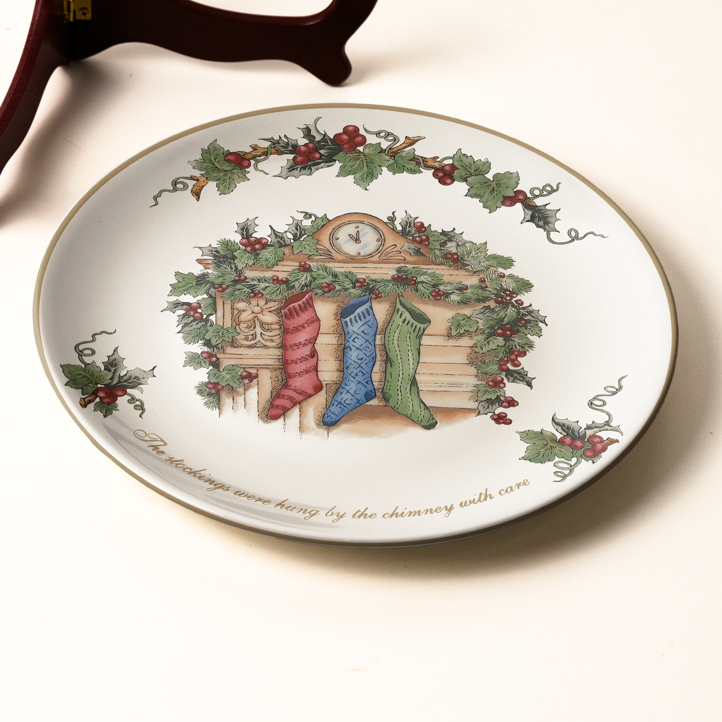 Christmas Stockings by the Fireplace Decorative Ceramic Plate