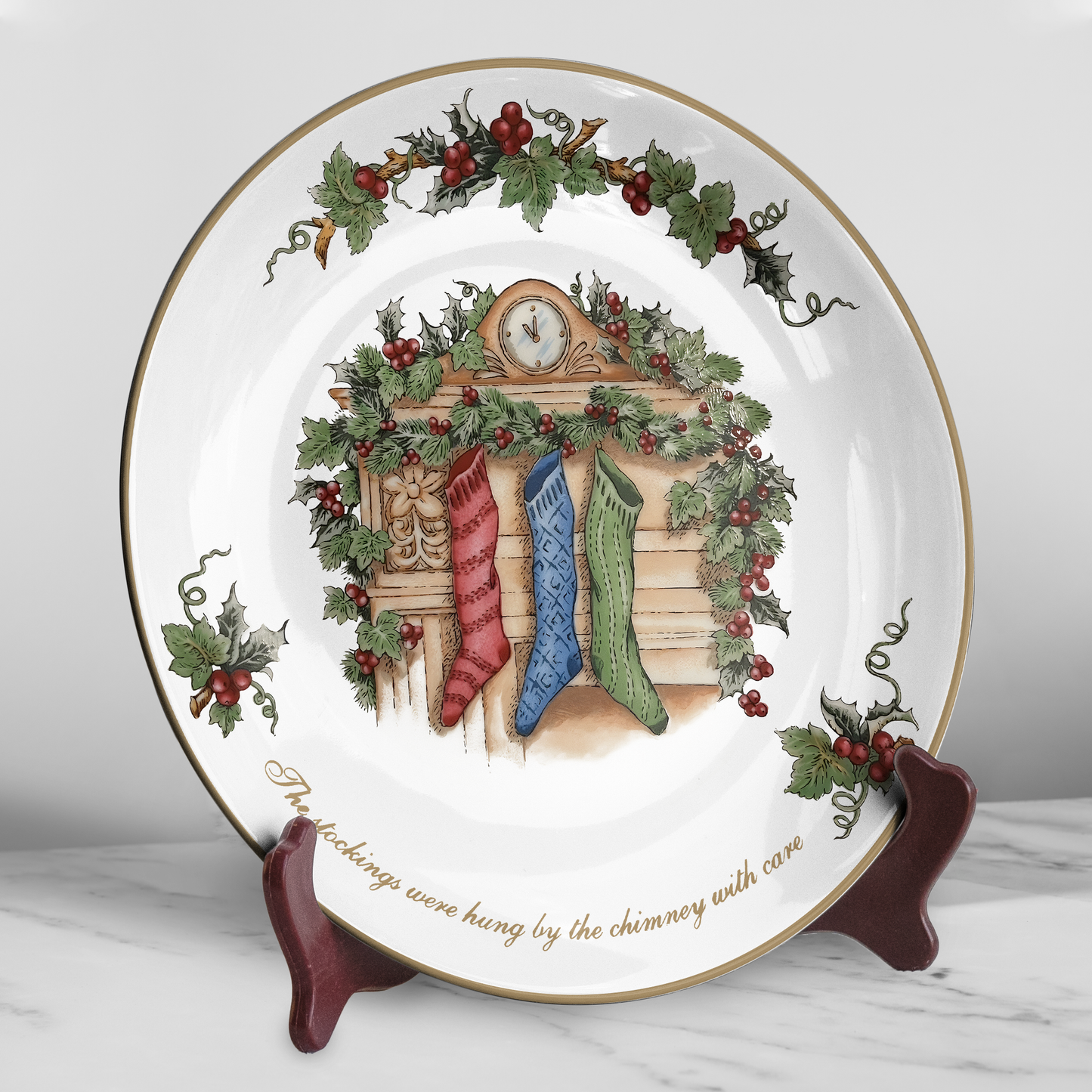 Christmas Stockings by the Fireplace Decorative Ceramic Plate