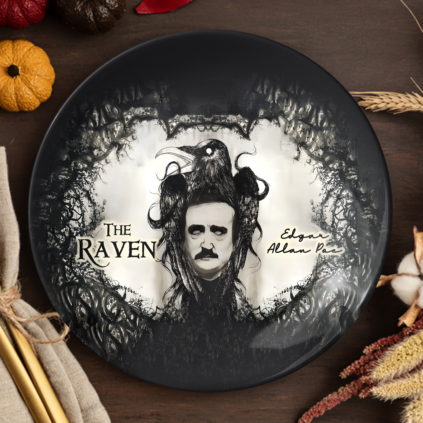 The Raven Ceramic Plate – Edgar Allan Poe Gothic Collection