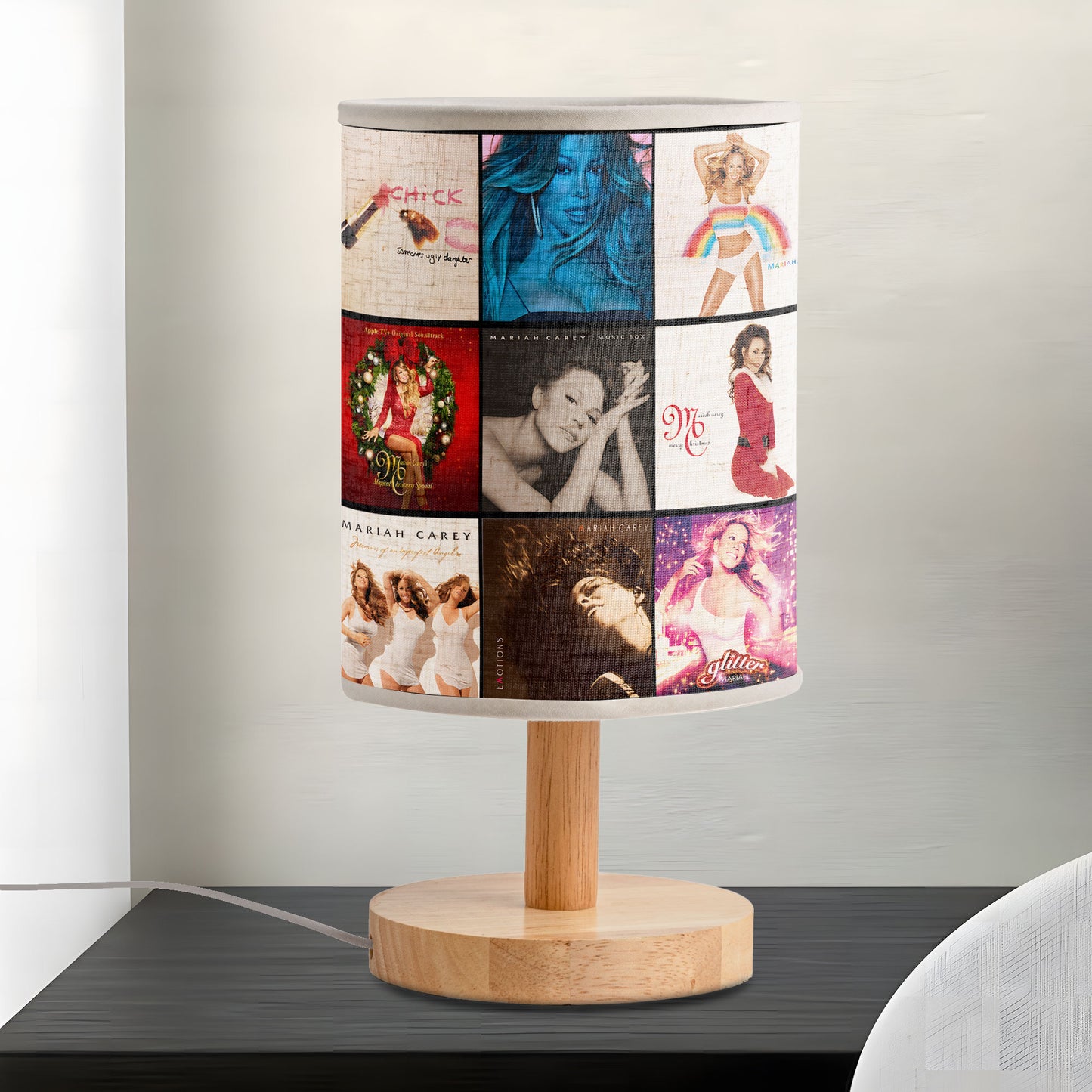 Mariah Carey Album Cover Collage Table Fabric Lamp – Pop & R&B Diva Home Decor