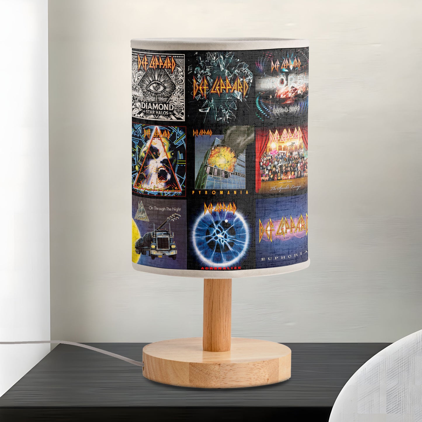 Def Leppard Album Cover Collage Table Lamp – Rock Band Home Decor