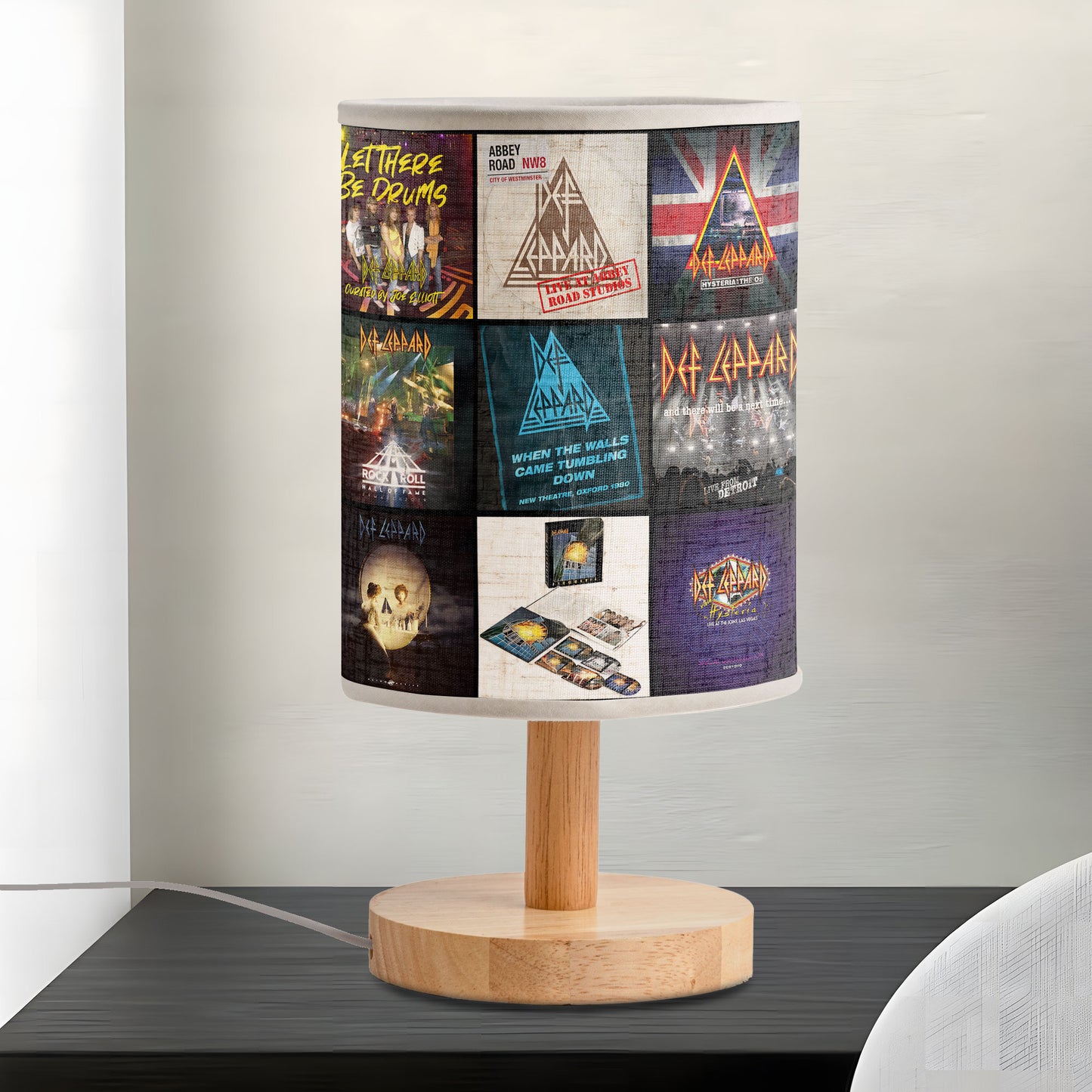 Def Leppard Album Cover Collage Table Lamp – Rock Band Home Decor