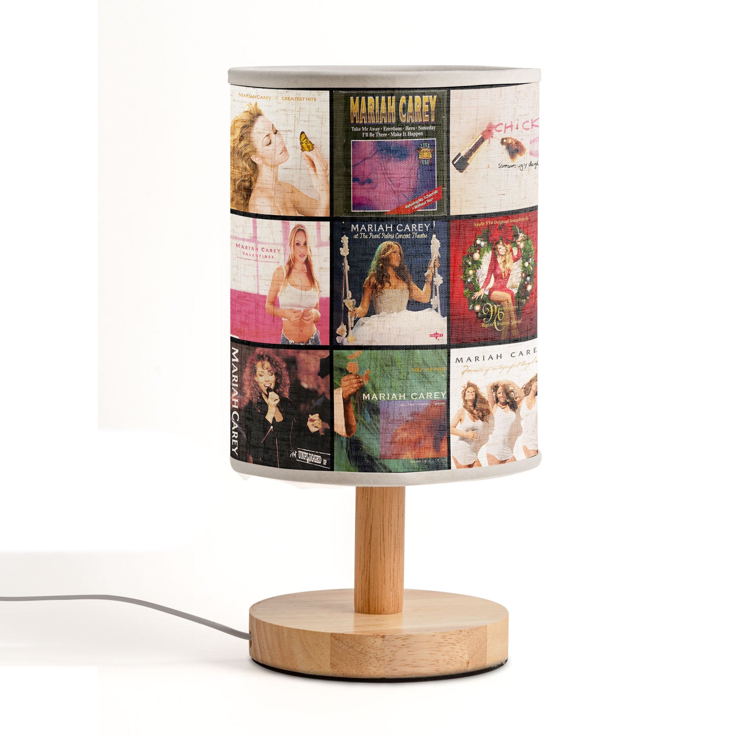 Mariah Carey Album Cover Collage Table Fabric Lamp – Pop & R&B Diva Home Decor