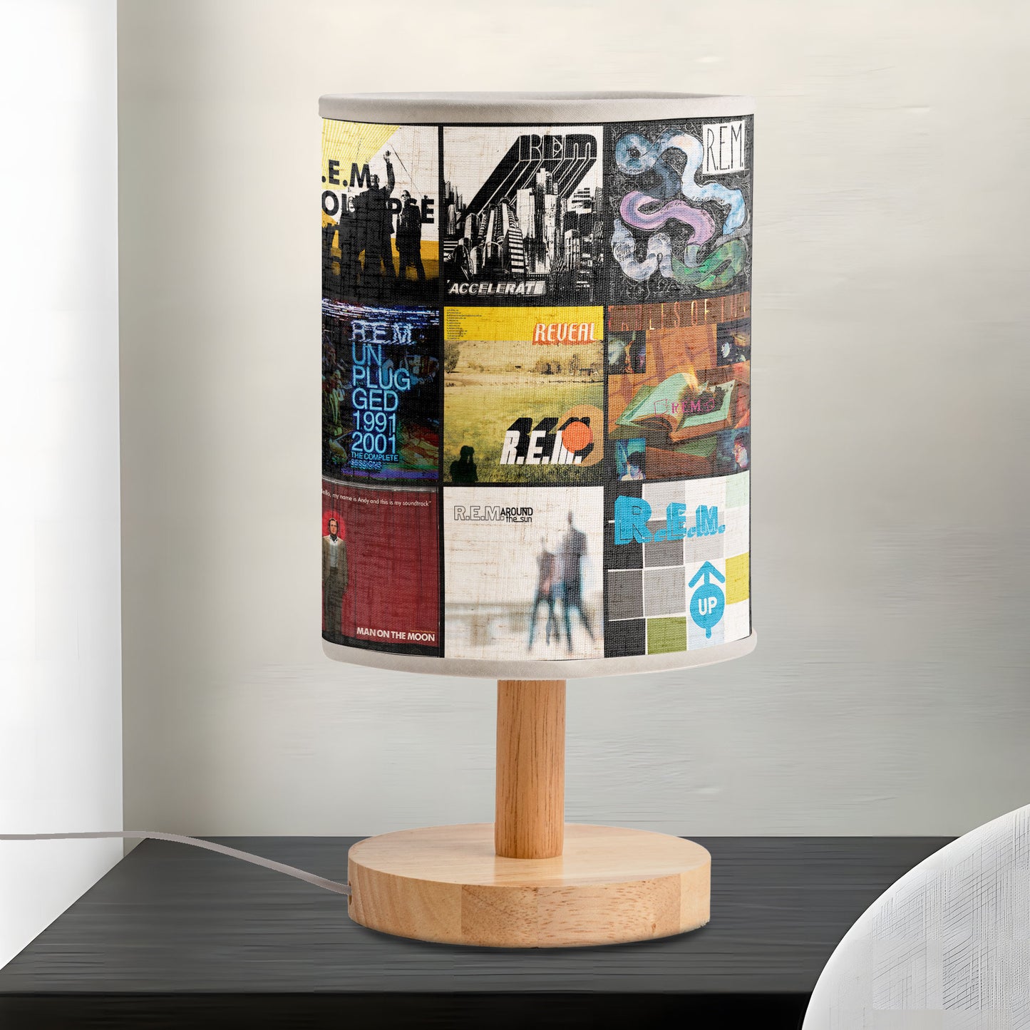 R.E.M. Album Cover Fabric Lamp – Retro Rock Music Night Light