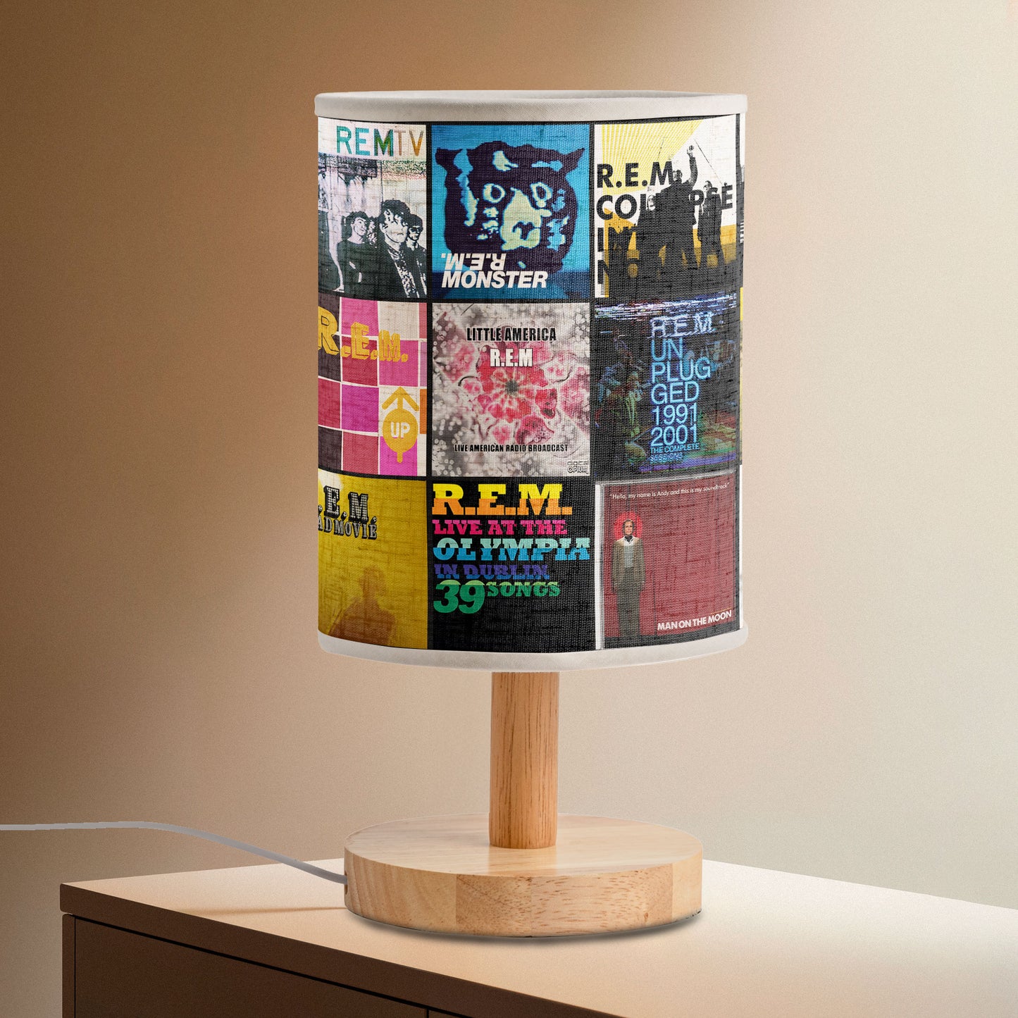 R.E.M. Album Cover Fabric Lamp – Retro Rock Music Night Light