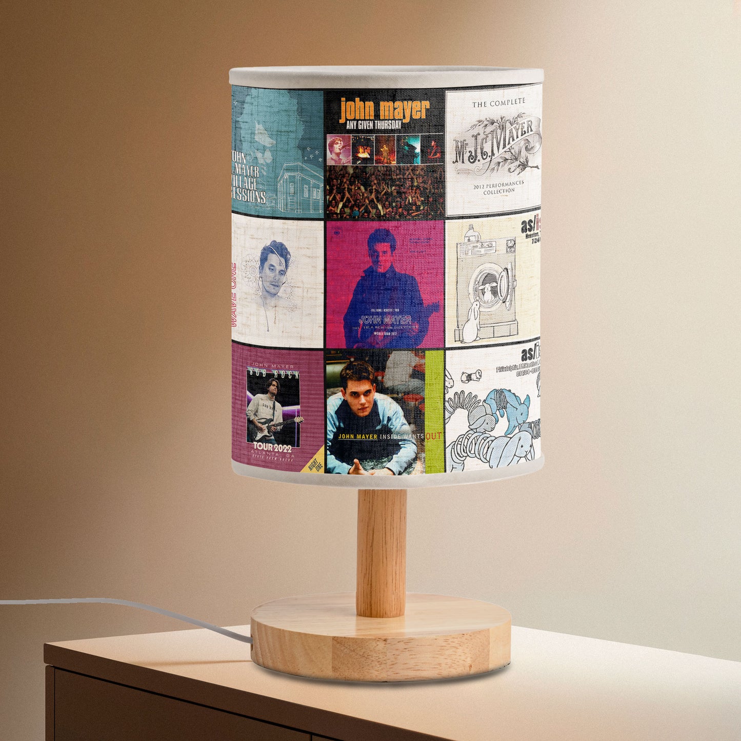 John Mayer Album Art Table Fabric Lamp – Music Lover’s Home Décor