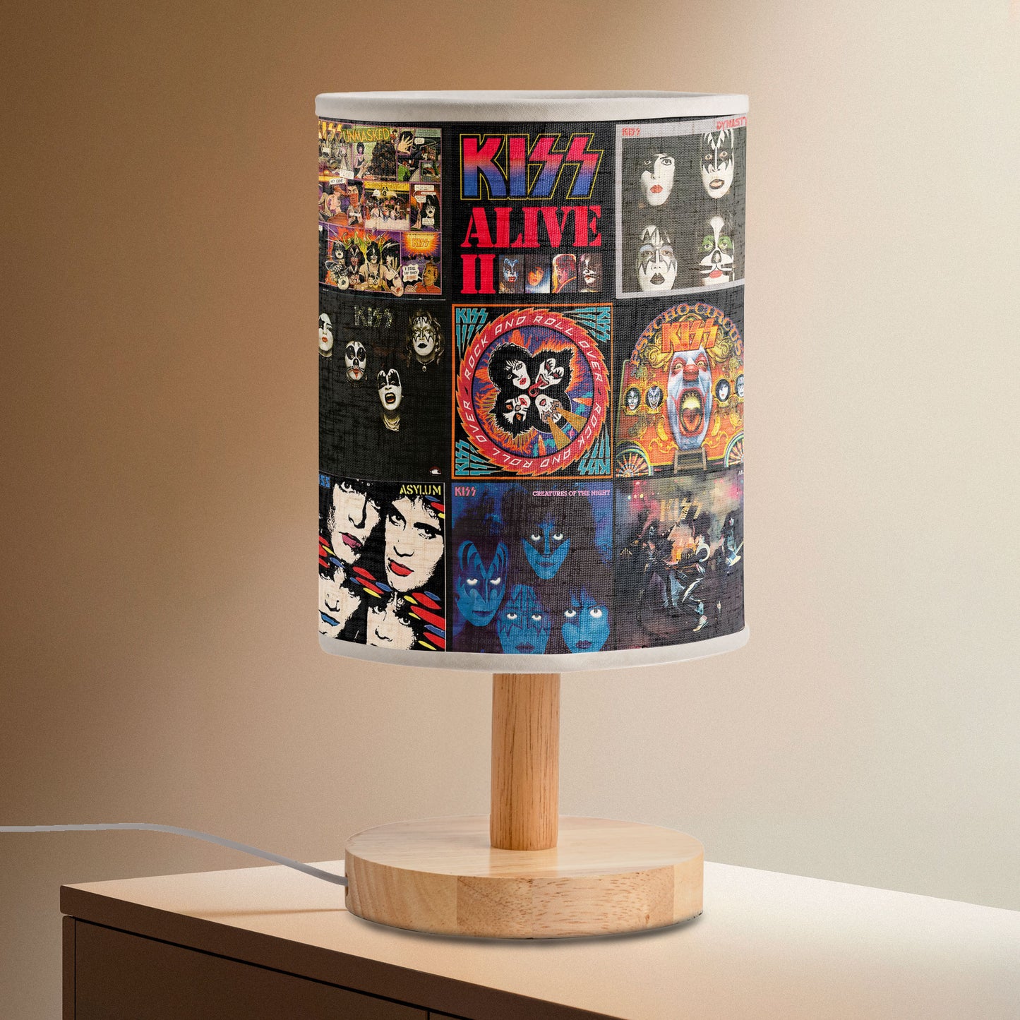 KISS Album Cover Fabric Lamp – Classic Rock Music Fan Table Light
