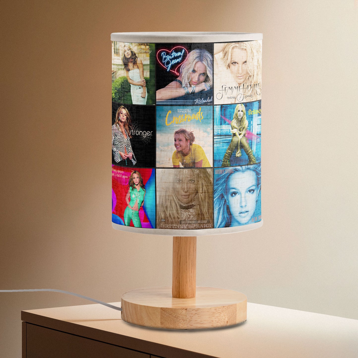 Britney Spears Album Cover Collage Fabric Lamp