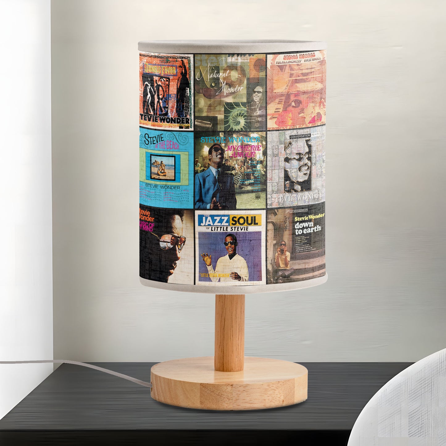 Stevie Wonder Album Cover Collage Fabric Lamp