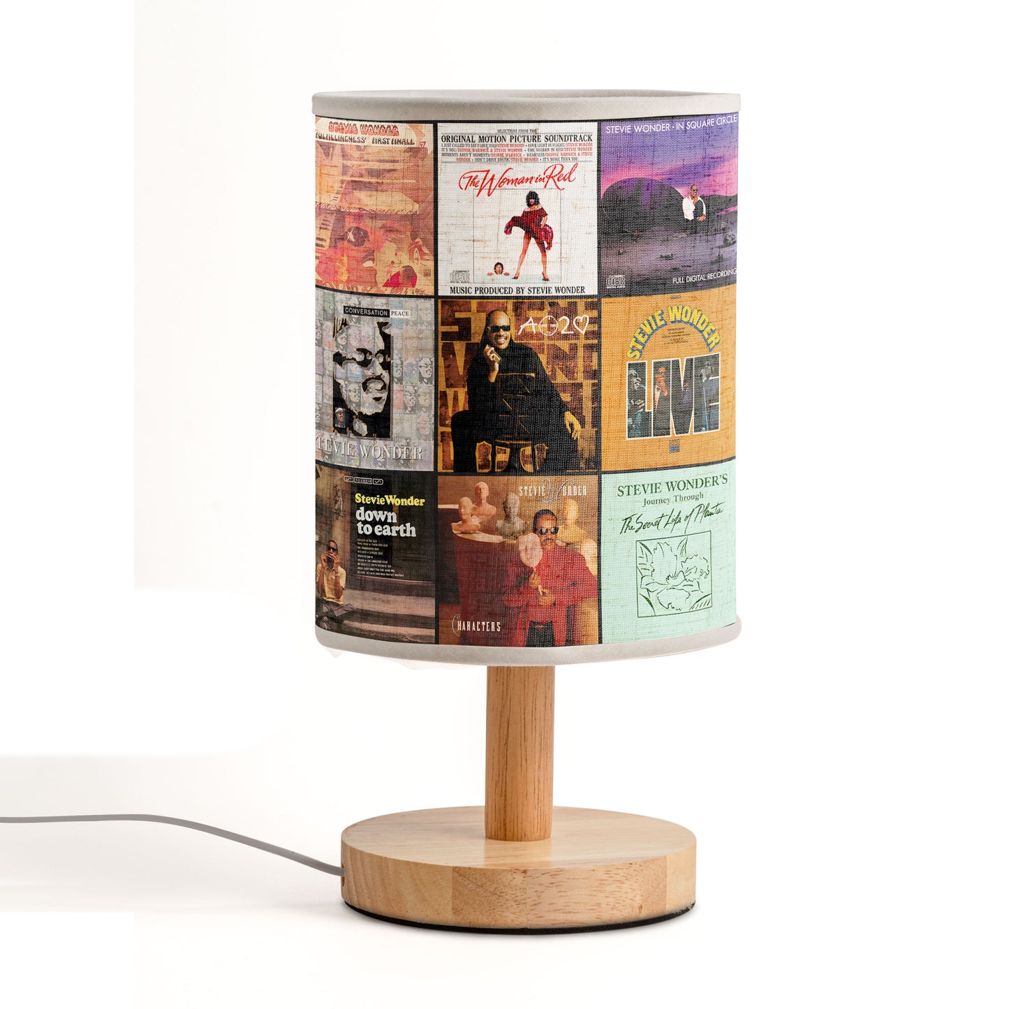 Stevie Wonder Album Cover Collage Fabric Lamp