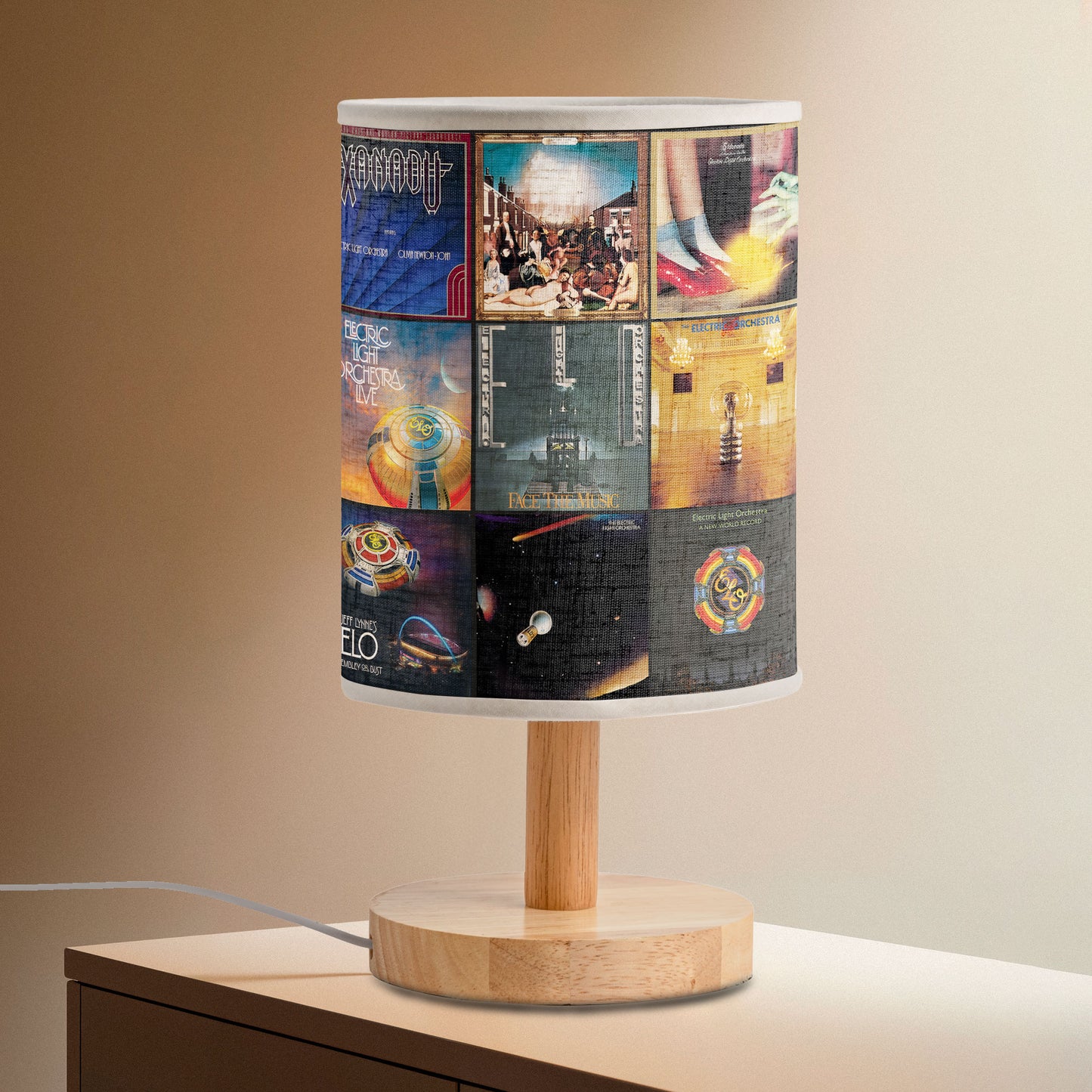 Electric Light Orchestra Album Cover Collage Fabric Lamp
