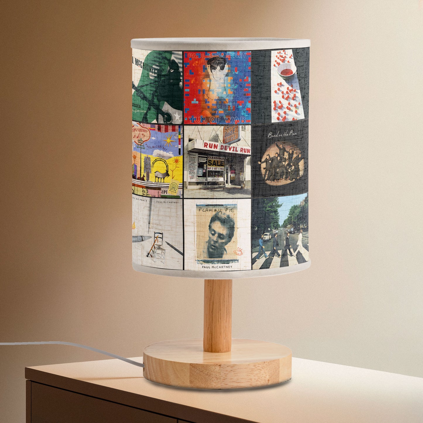 Paul McCartney Album Cover Collage Fabric Lamp