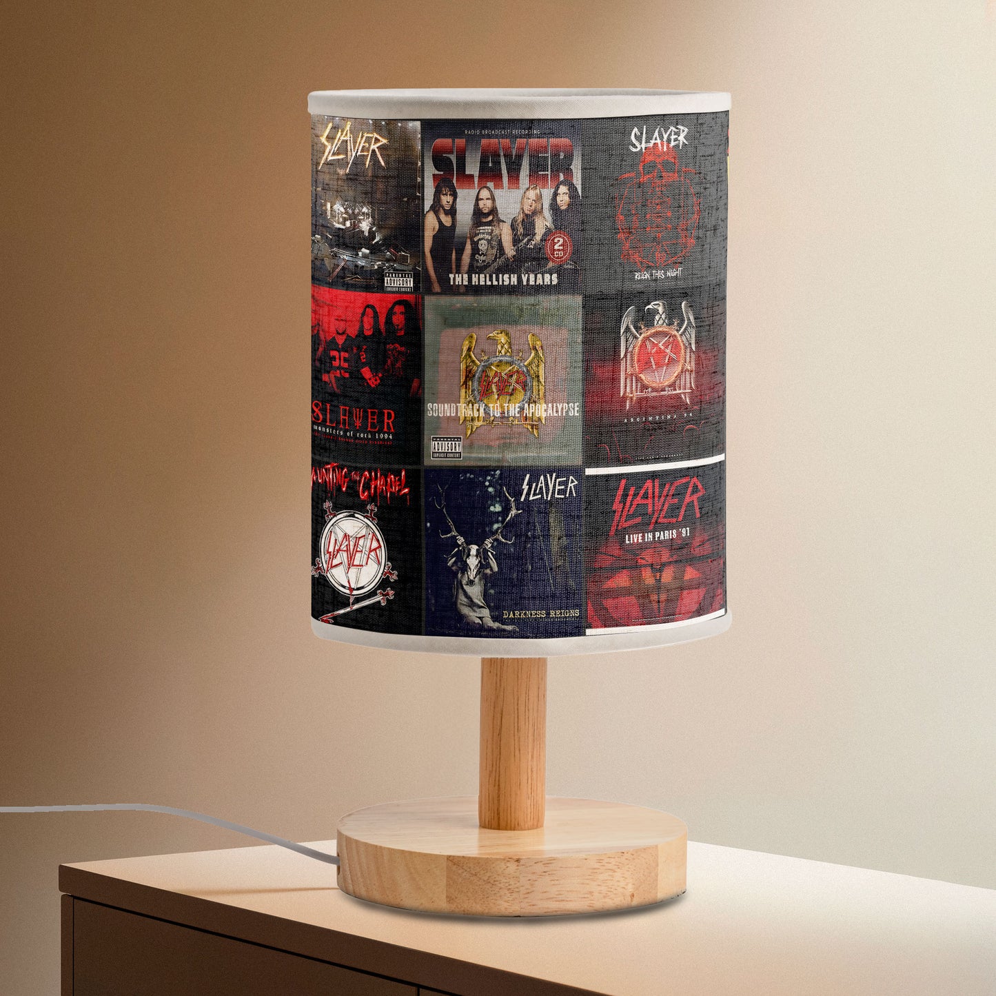 🔥 Slayer Album Cover Fabric Lamp – Thrash Metal Decor for True Fans