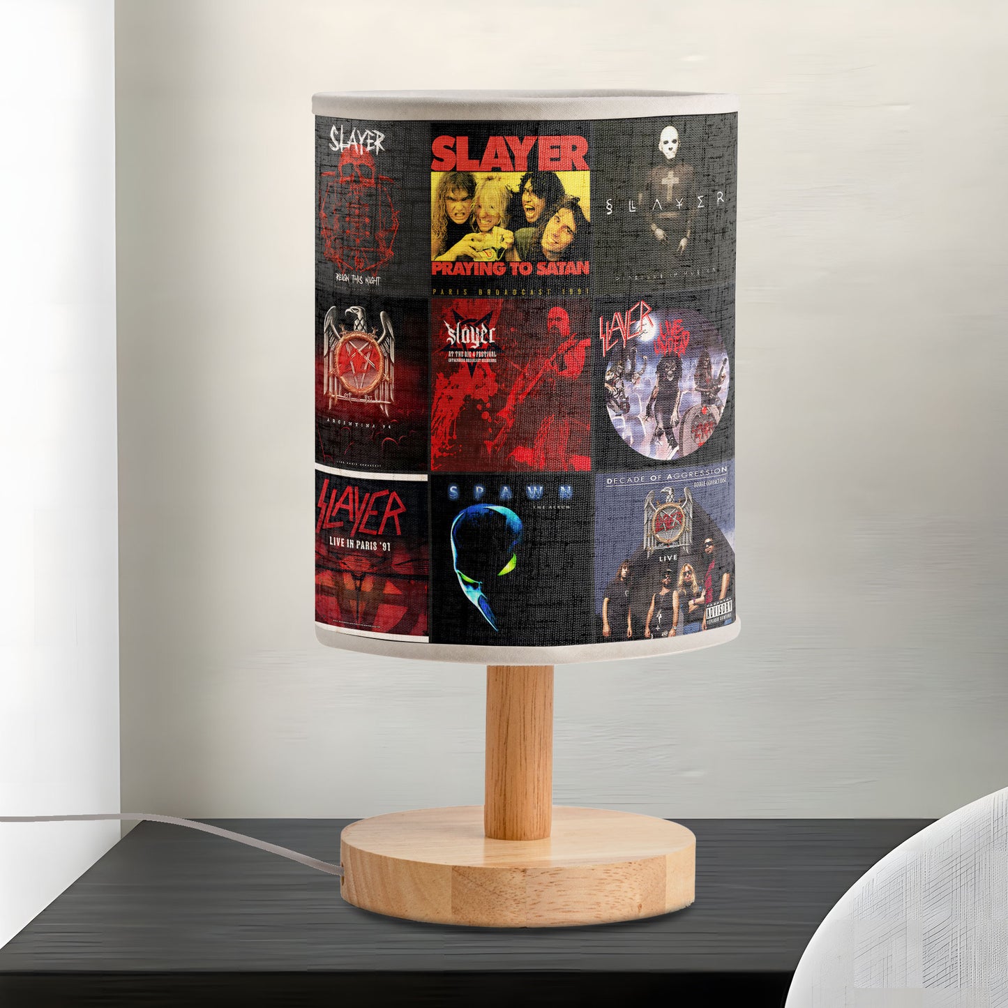 🔥 Slayer Album Cover Fabric Lamp – Thrash Metal Decor for True Fans