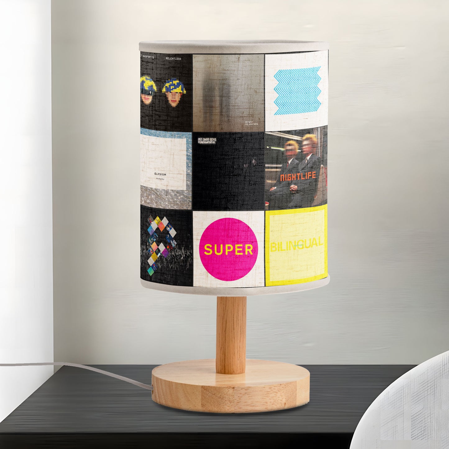 Pet Shop Boys Album Art Fabric Lamp – Retro Synthpop Home Decor