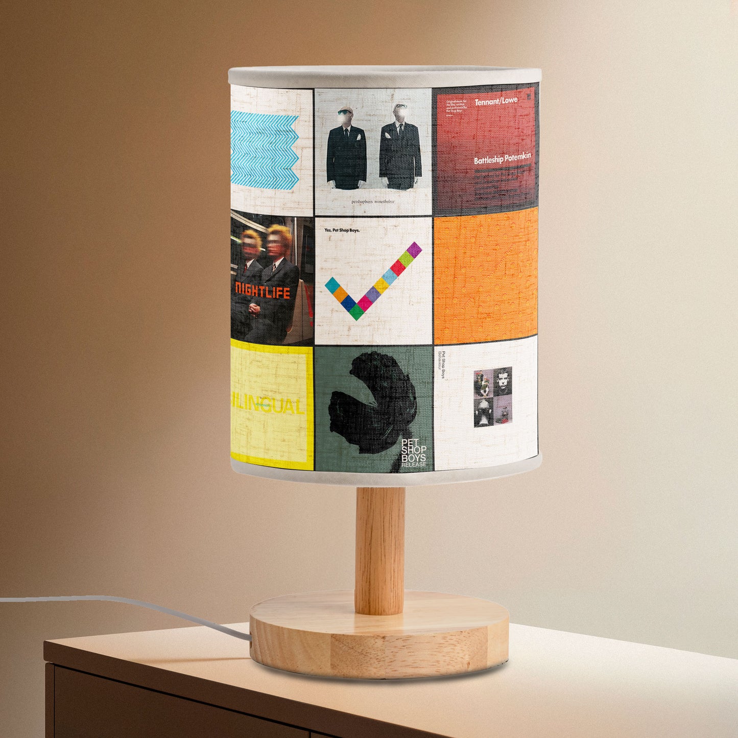 Pet Shop Boys Album Art Fabric Lamp – Retro Synthpop Home Decor