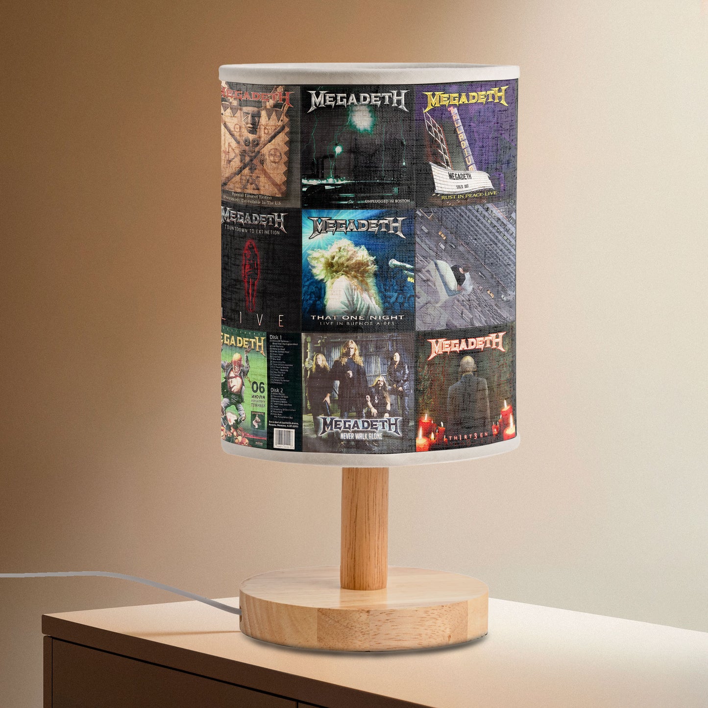 ⚡ Megadeth Album Cover Fabric Lamp – Thrash Metal Decor for True Metalheads
