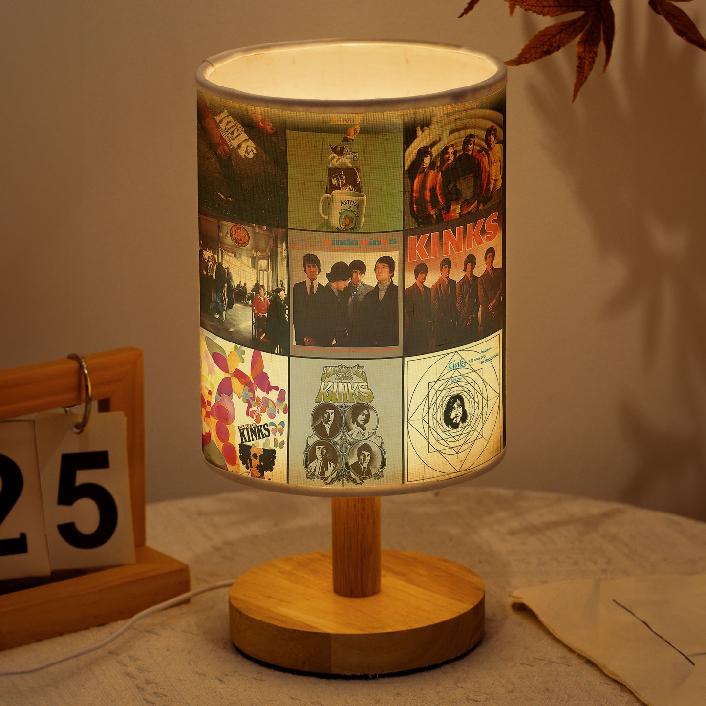 🎵 The Kinks Album Collage Fabric Lamp – Retro Rock Room Decor for Music Lovers