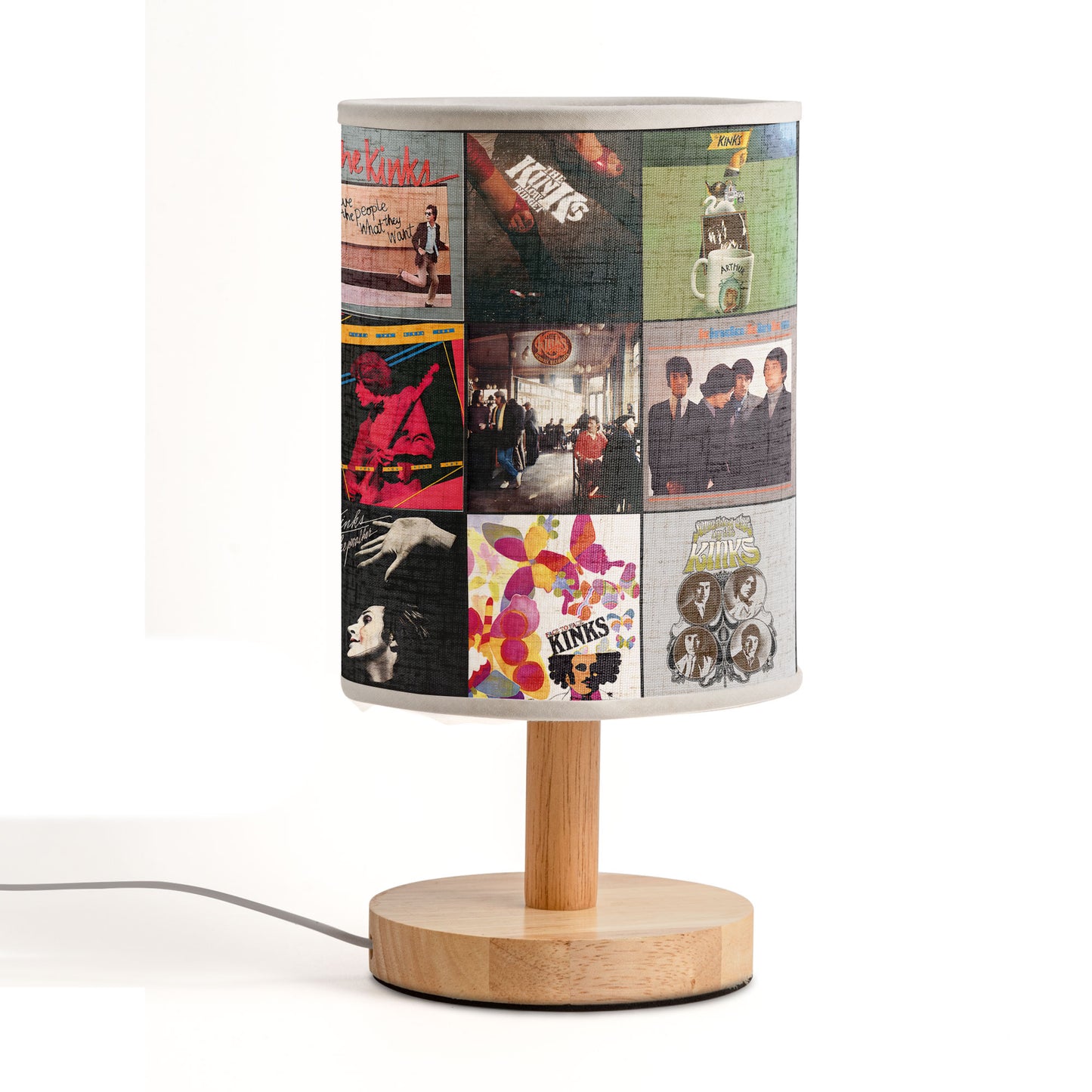 🎵 The Kinks Album Collage Fabric Lamp – Retro Rock Room Decor for Music Lovers