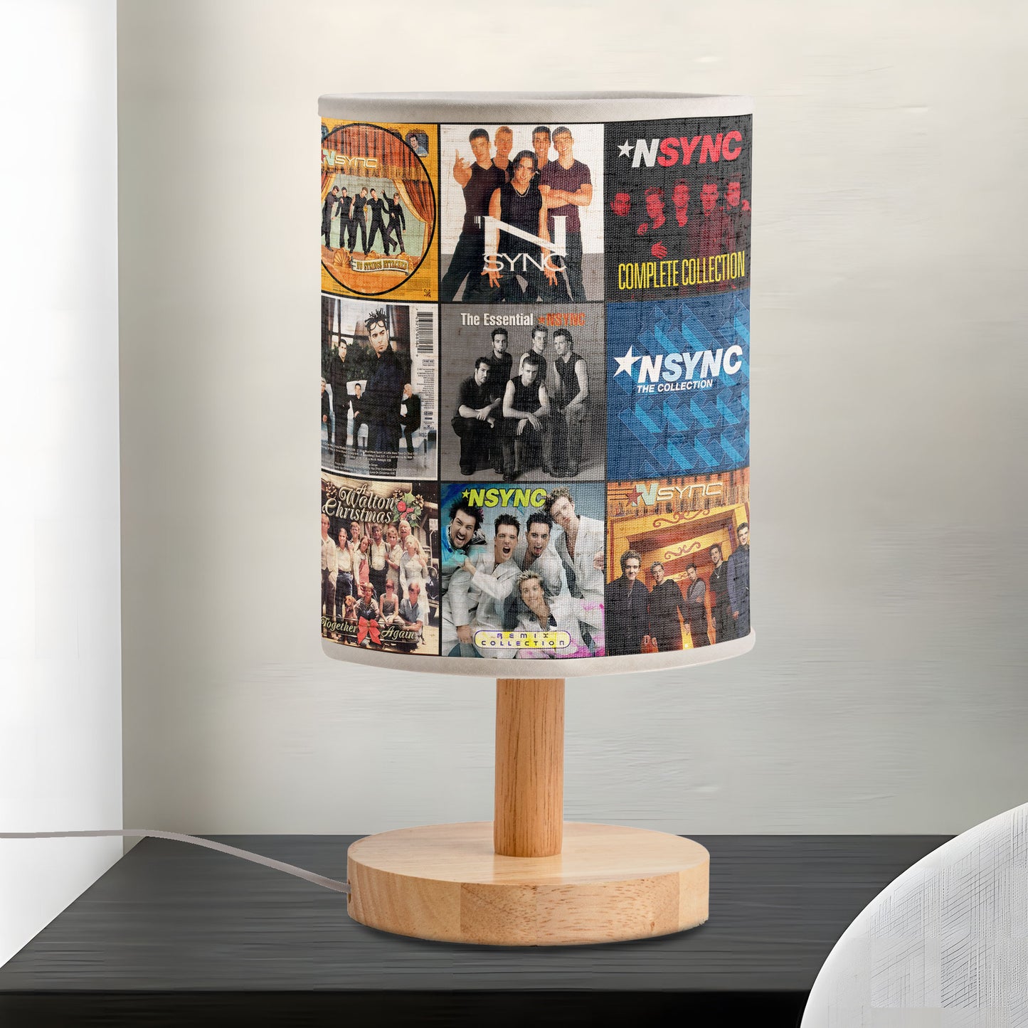 ✨ NSYNC Album Collage Fabric Lamp – 2000s Pop Nostalgia Room Decor for True Fans