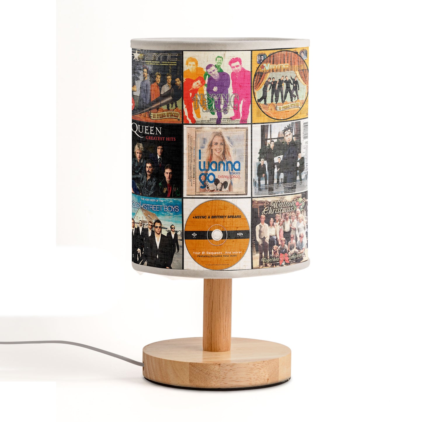 ✨ NSYNC Album Collage Fabric Lamp – 2000s Pop Nostalgia Room Decor for True Fans