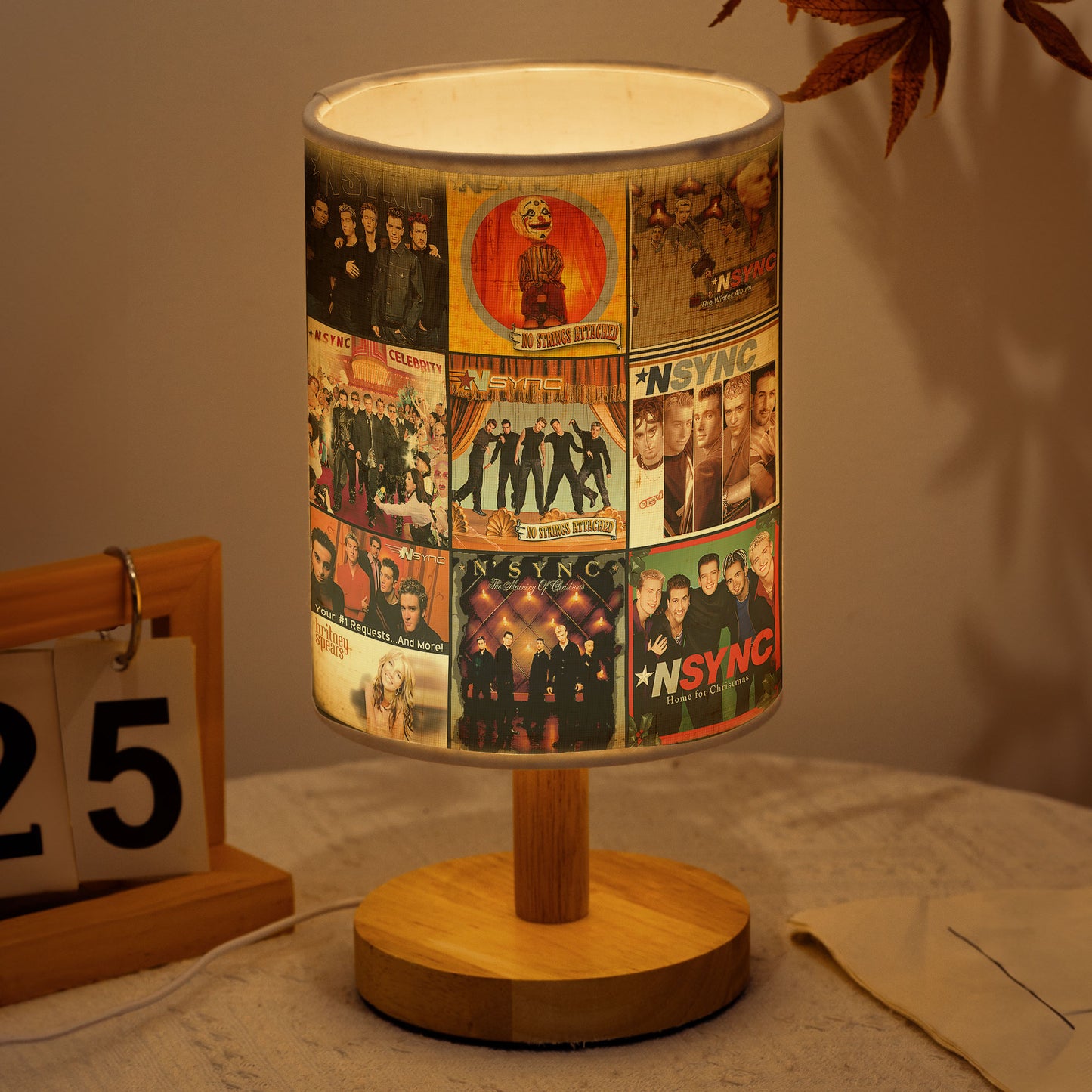 ✨ NSYNC Album Collage Fabric Lamp – 2000s Pop Nostalgia Room Decor for True Fans