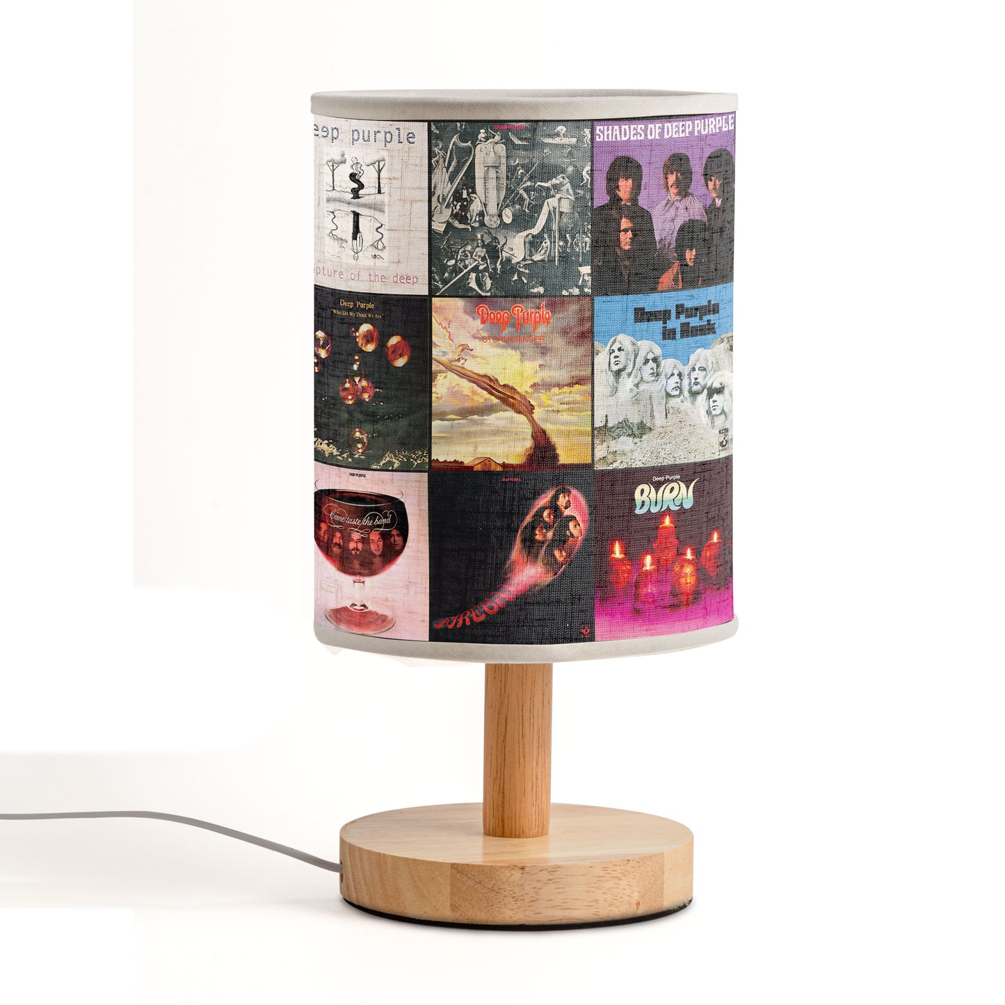 🎸 Deep Purple Album Collage Fabric Lamp – Classic Rock Legends Room Decor