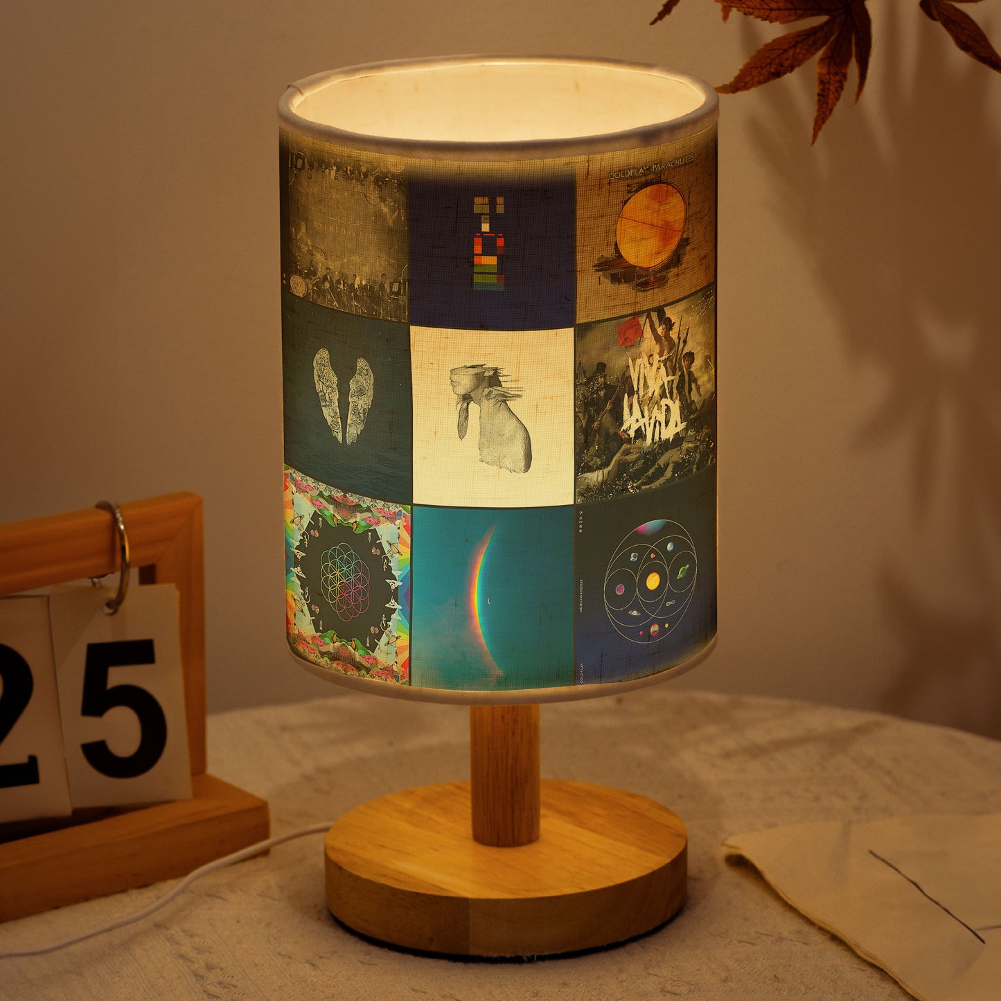 Coldplay Album Collage Fabric Lamp – Alternative Rock Night Light for Music Lovers