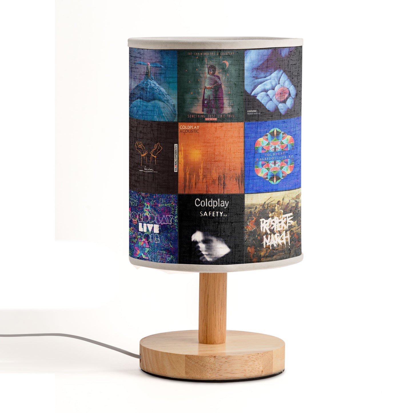 Coldplay Album Collage Fabric Lamp – Alternative Rock Night Light for Music Lovers