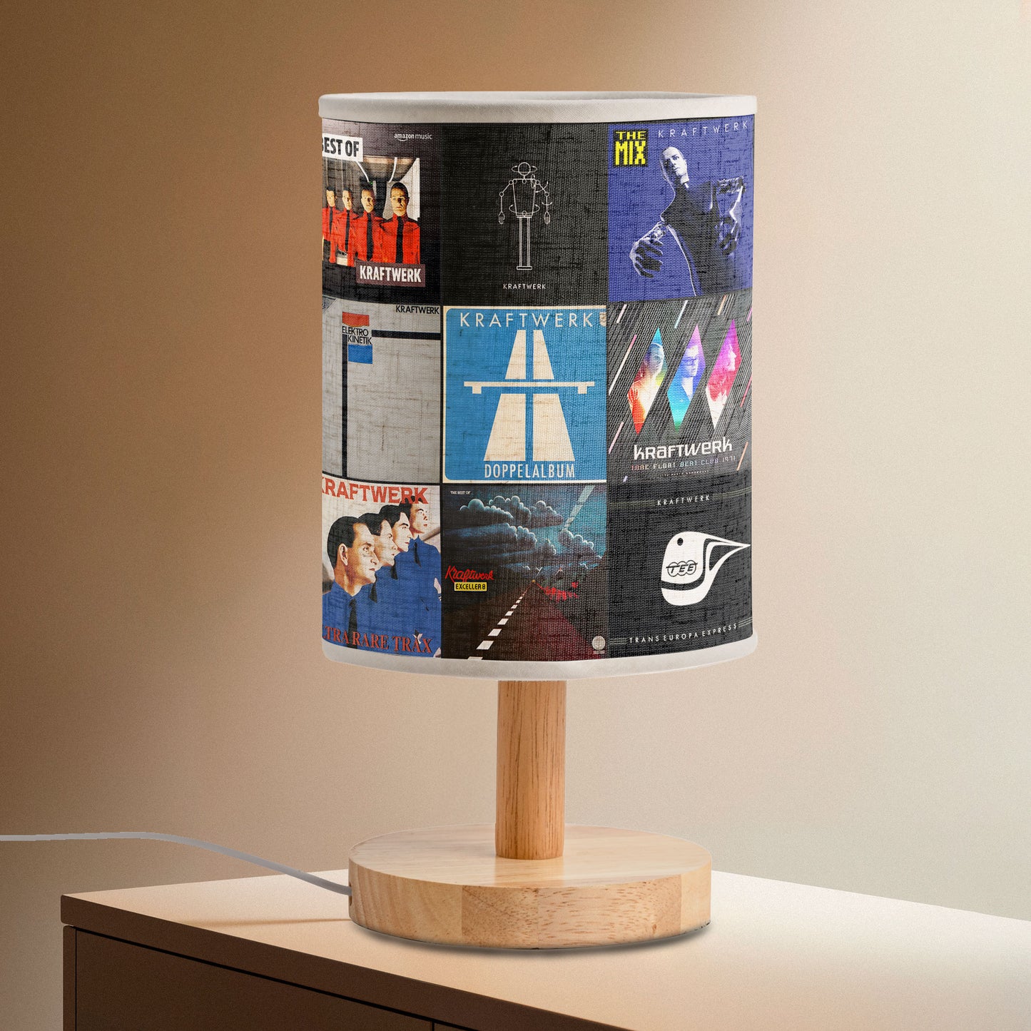 Kraftwerk Album Collage Lamp – Retro Electronic Music Decor for Synth Lovers