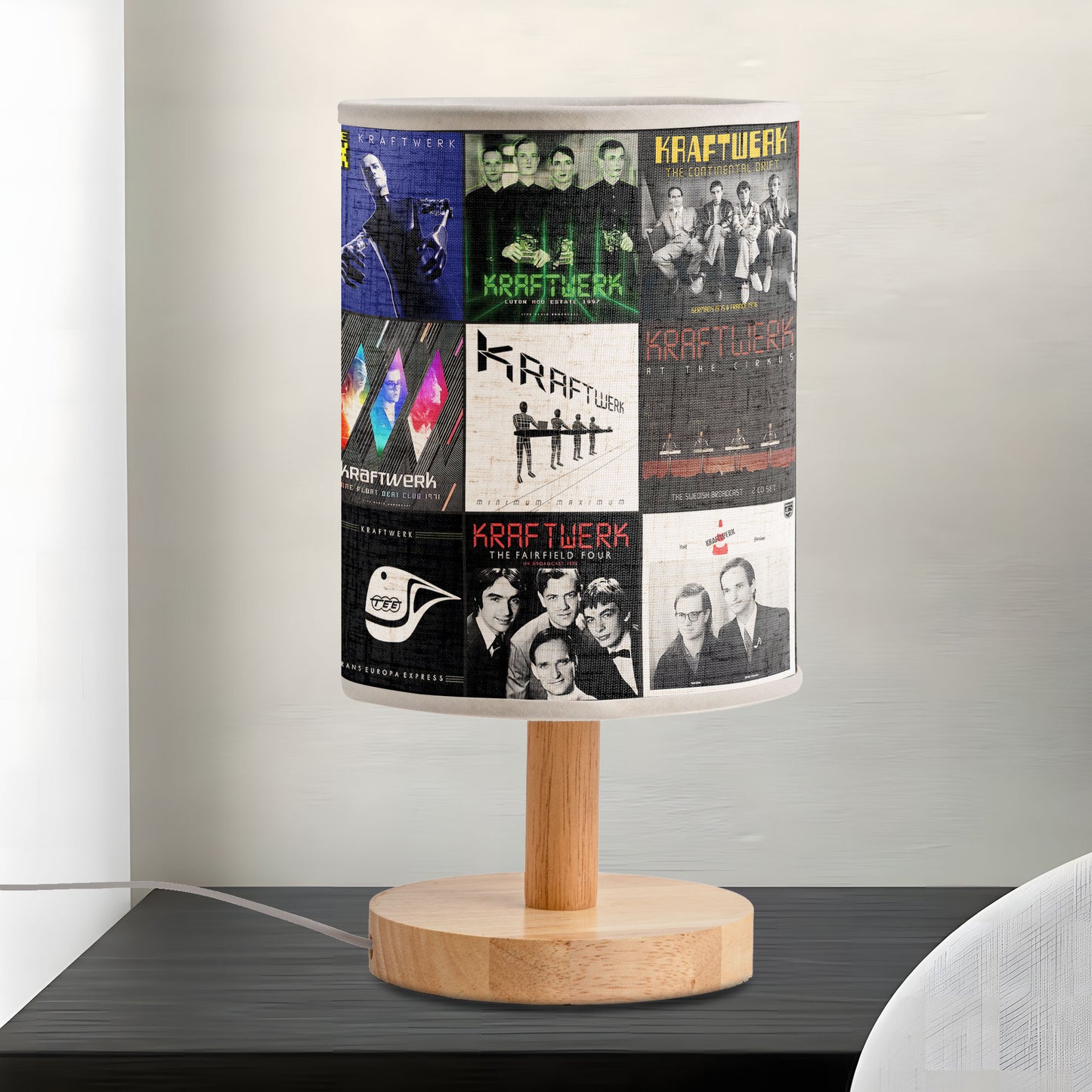 Kraftwerk Album Collage Lamp – Retro Electronic Music Decor for Synth Lovers