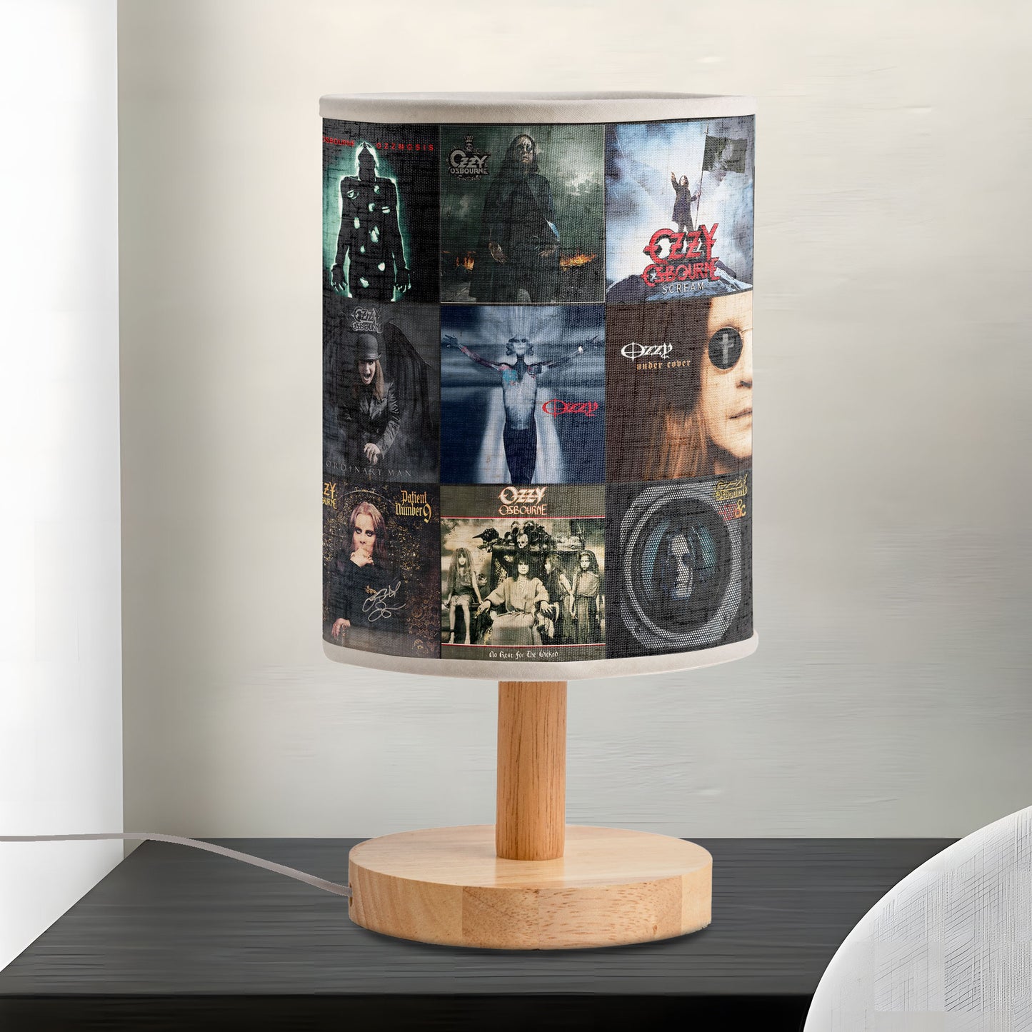 Ozzy Osbourne Album Art Fabric Lamp – Rock Legend Vinyl Record Collage Night Light