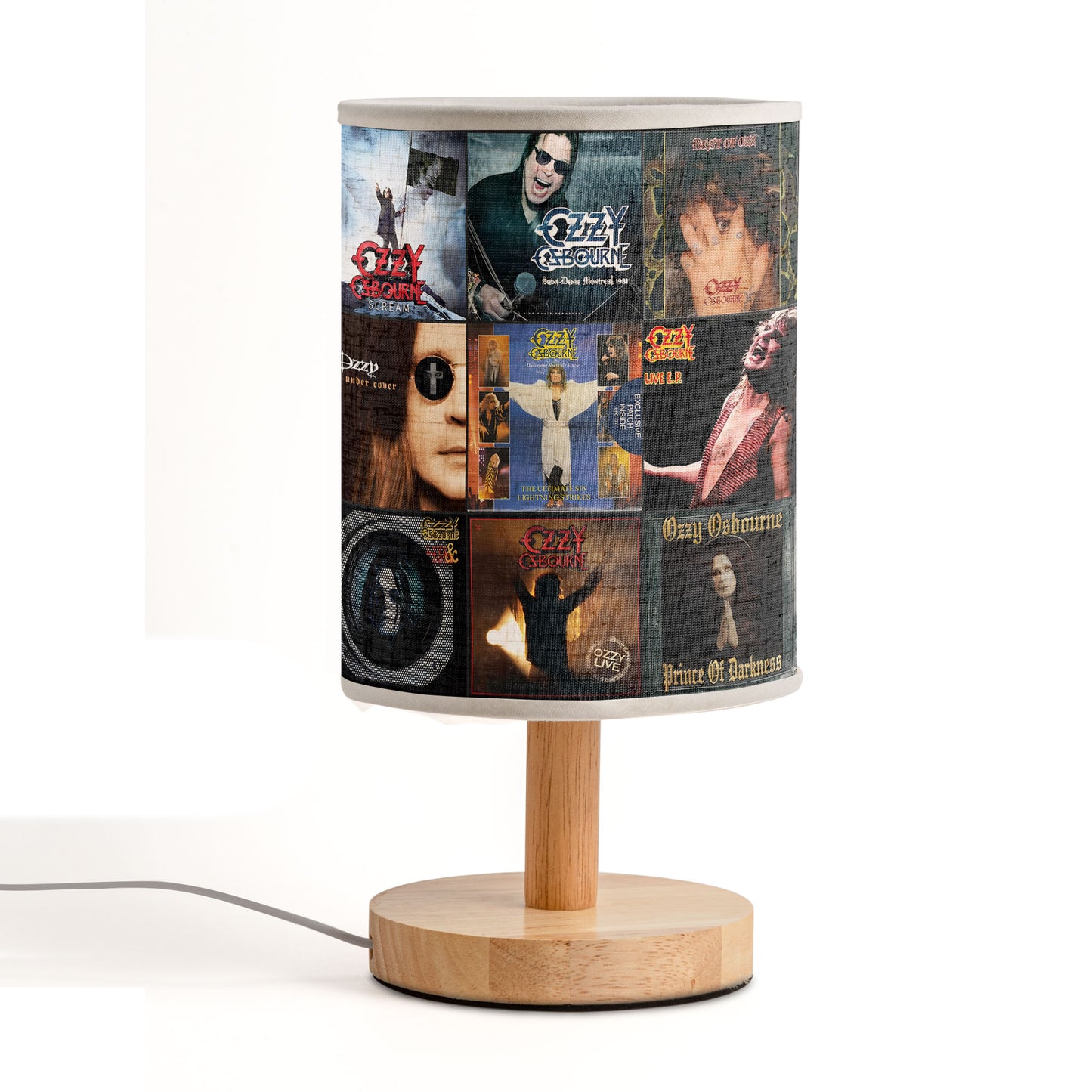 Ozzy Osbourne Album Art Fabric Lamp – Rock Legend Vinyl Record Collage Night Light