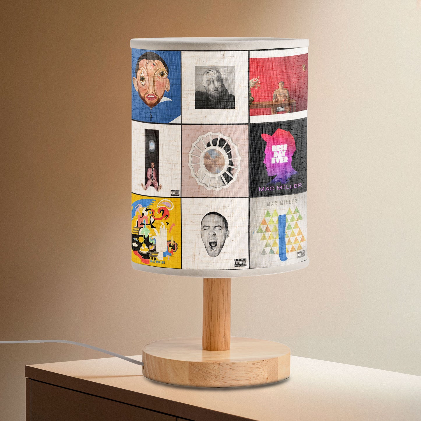 🎧 Mac Miller Album Collage Fabric Lamp – Tribute Lighting for True Fans