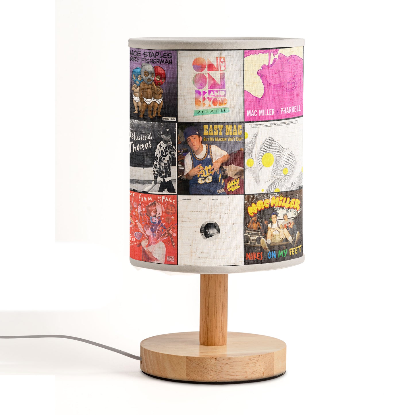 🎧 Mac Miller Album Collage Fabric Lamp – Tribute Lighting for True Fans