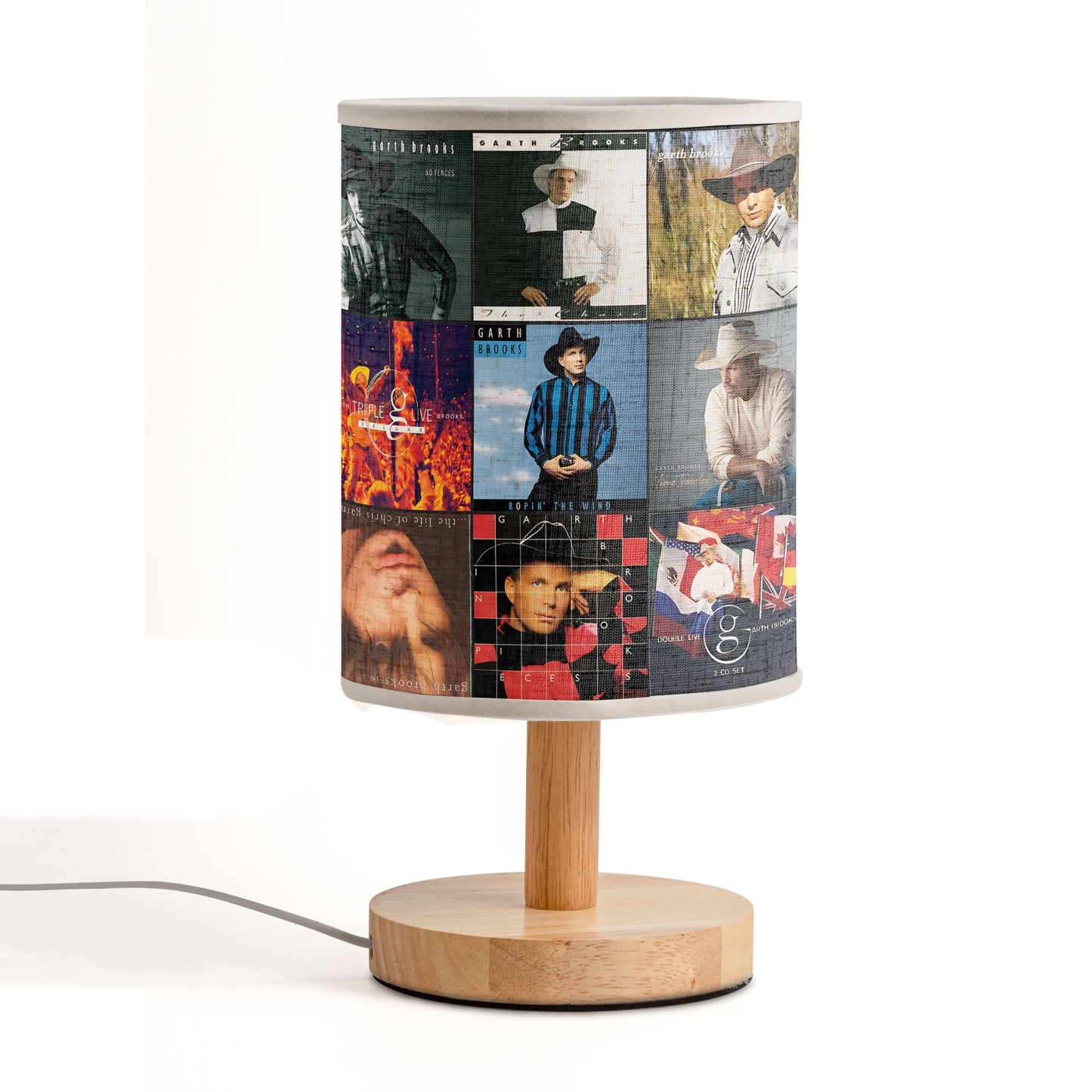 🤠 Garth Brooks Album Collage Fabric Lamp – Country Music Legend Light